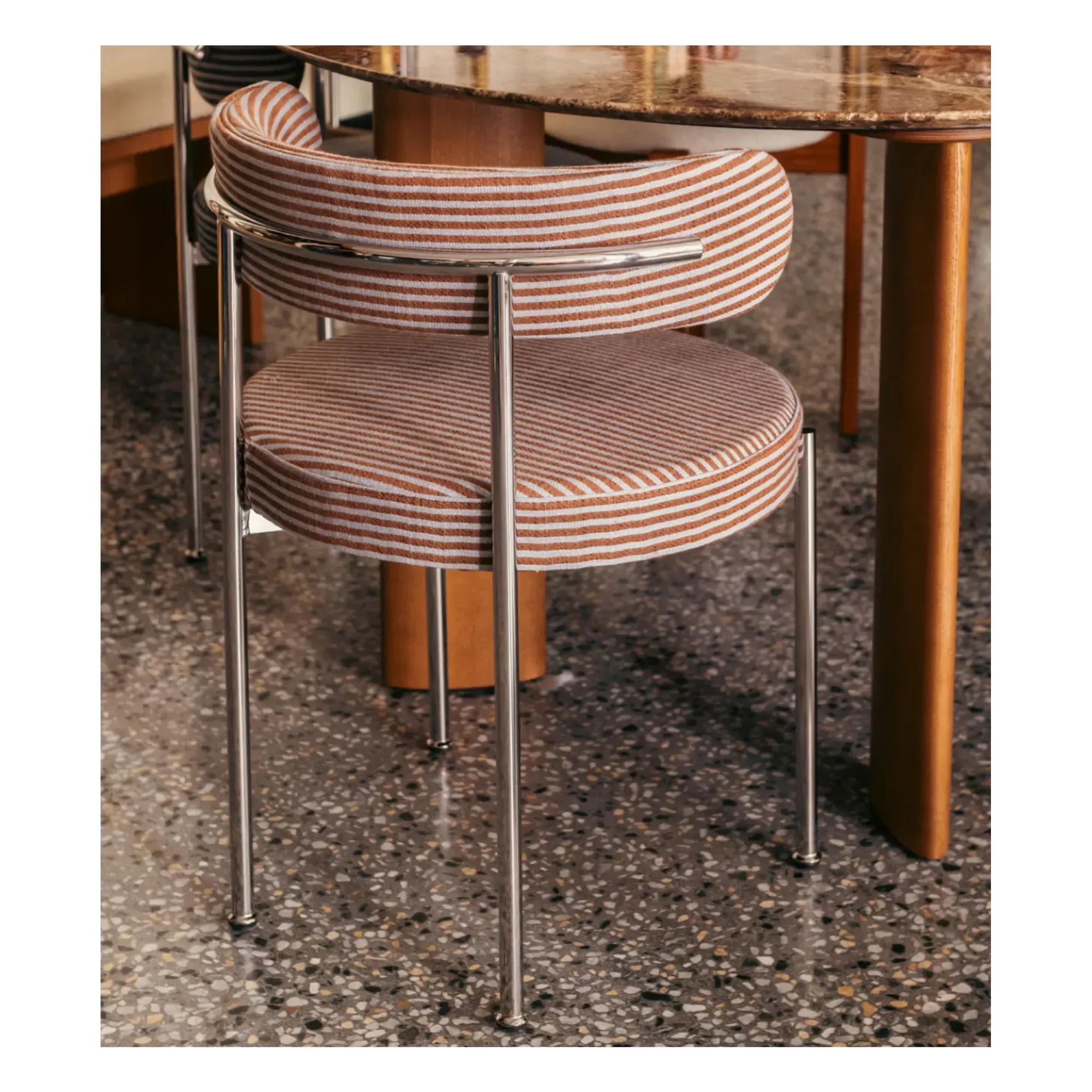 Libera Dining Chair - Brown Stripe, Cotton-Linen Blend alternate view