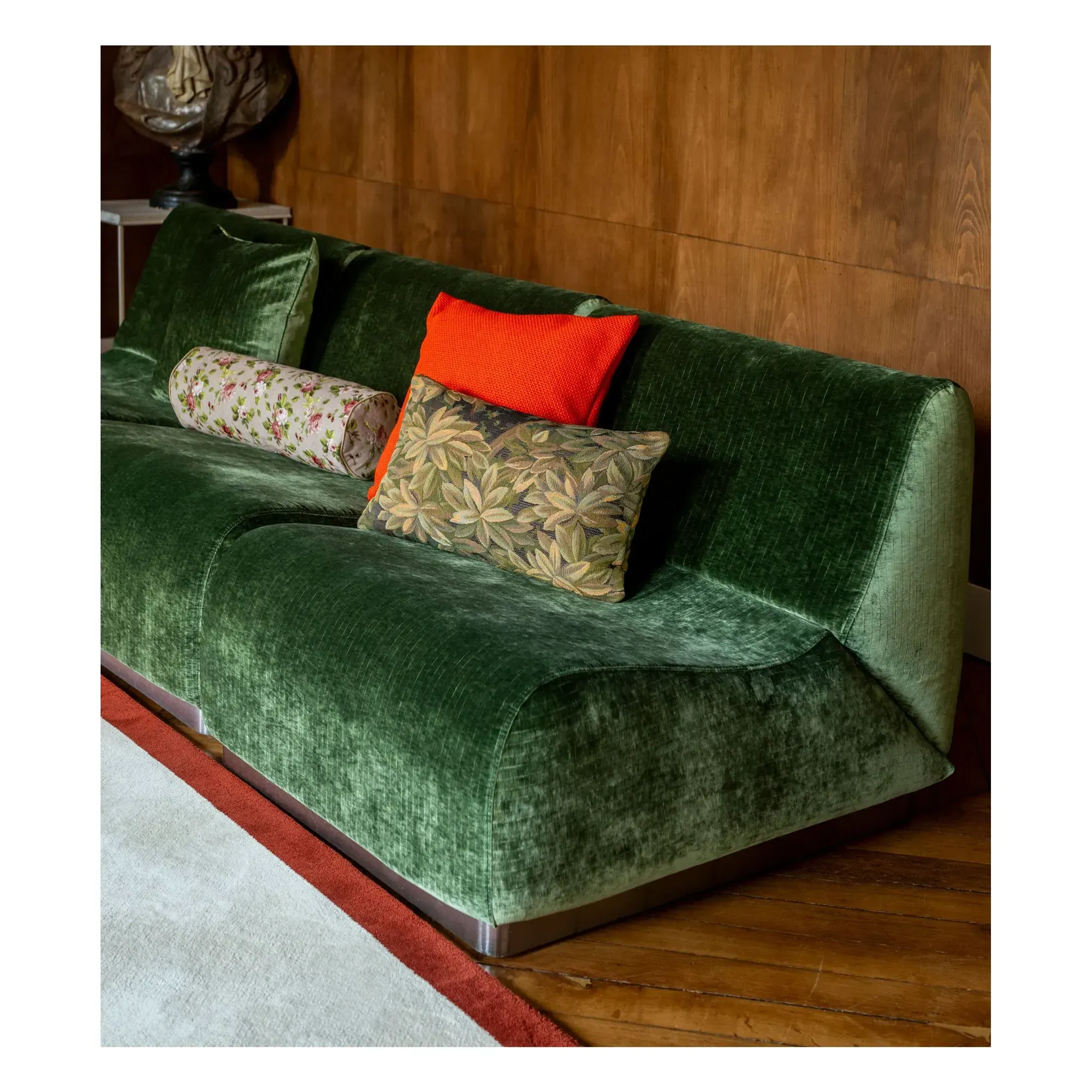 Rotondo Modular Fireside Chair - Olive Green, Corduroy alternate view
