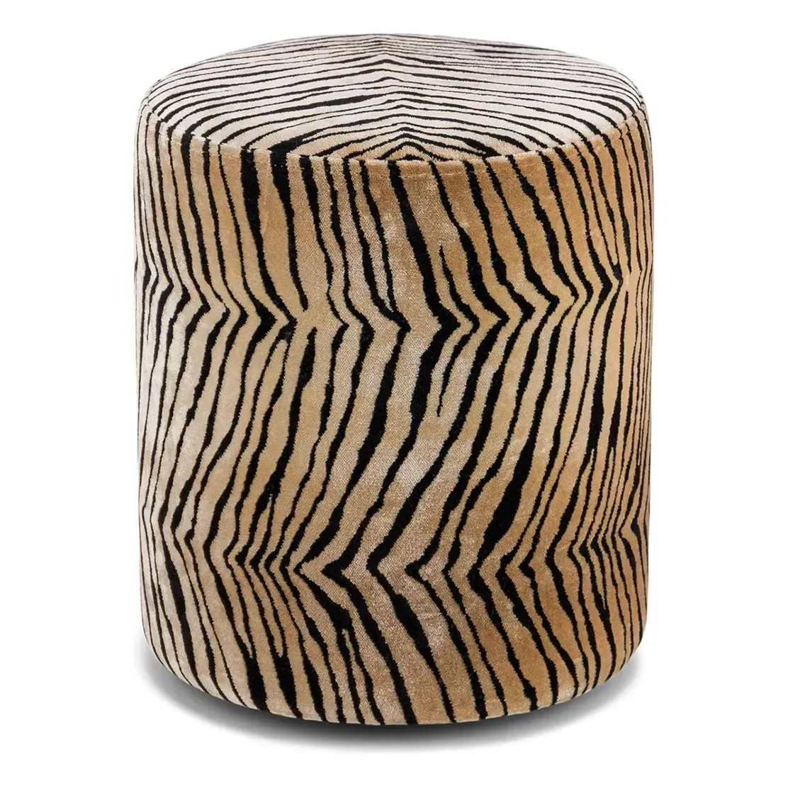 Round Mobile Pouffe - Tiger, Jacquard Velvet product