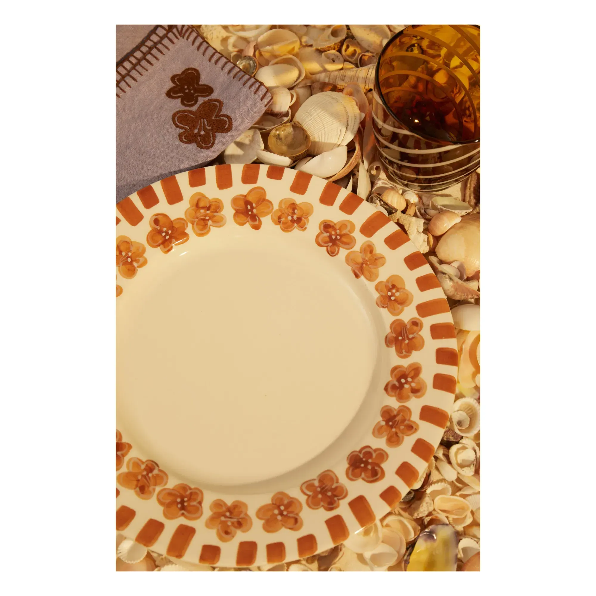 Tiare Flowers Round Dinner Plate - Brown, Sandstone alternate view