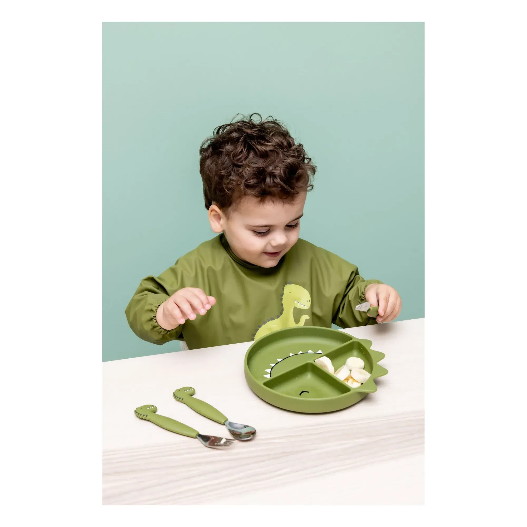 Mr. Dino Silicone Cutlery Set of 3 - Green alternate view