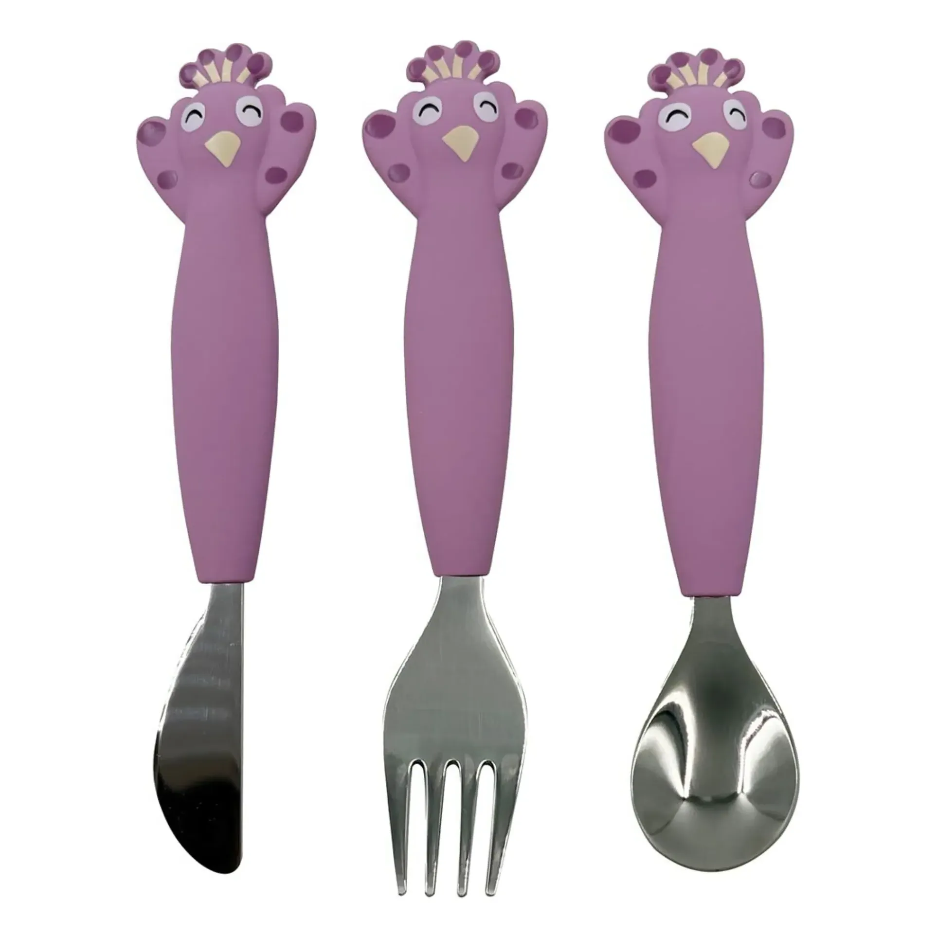 Mrs. Peacock Silicone Cutlery Set of 3 - Purple product