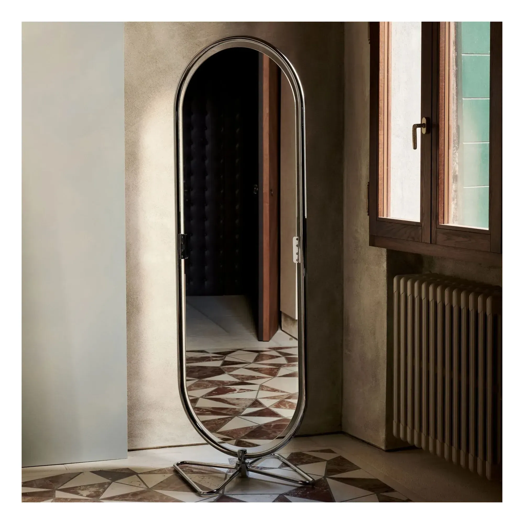 Verner Panton System 1-2-3 Floor Mirror with Tilt - Chrome, Steel alternate view