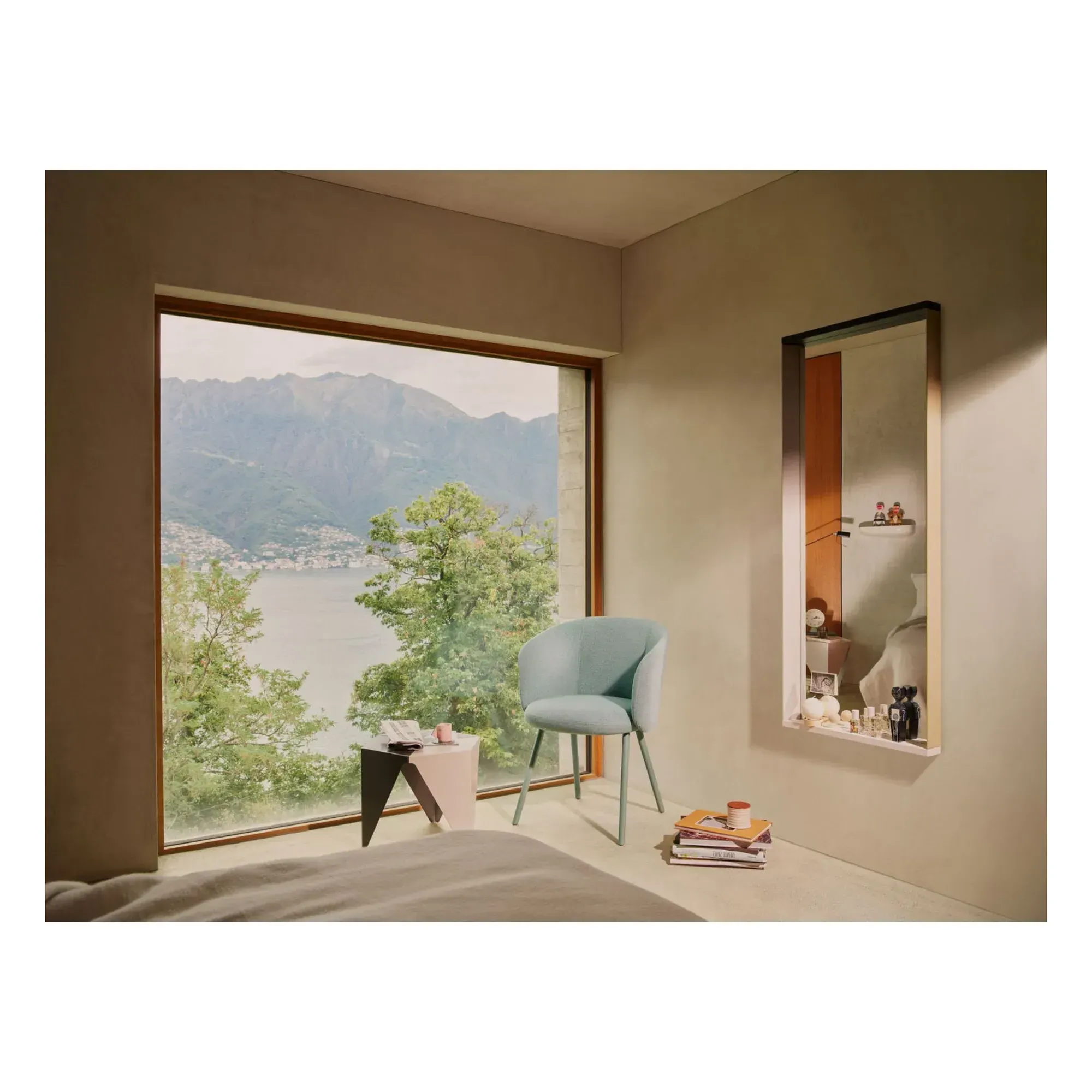 Colour Frame Julie Richoz Wall Mirror with Shelf - Grey, Ash Wood alternate view