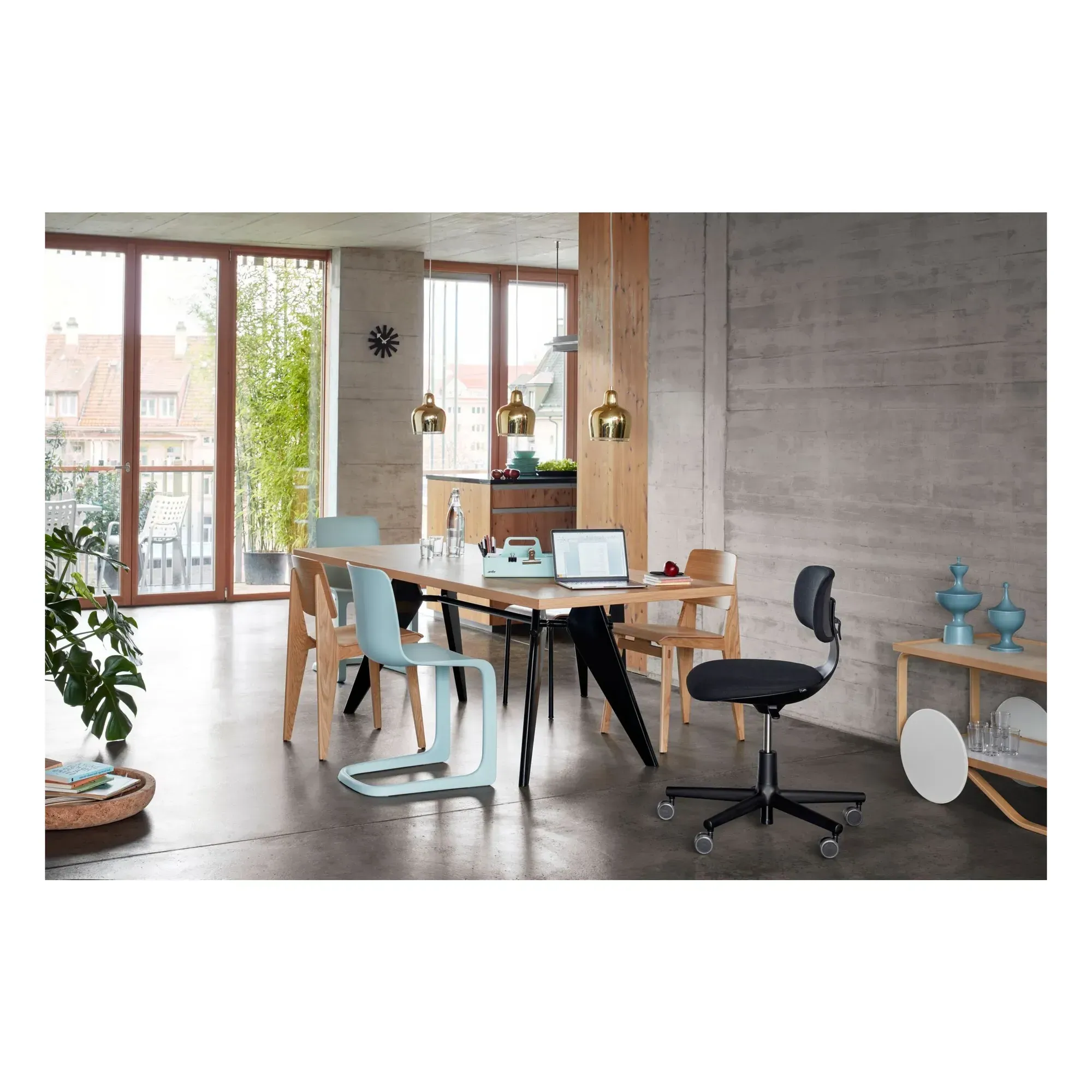 Jean Prouvé EM Dining Table - Natural Oak, Steel alternate view