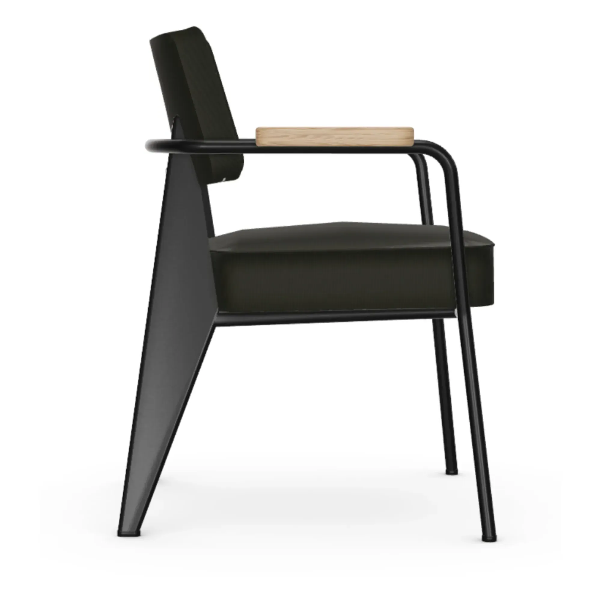 Jean Prouvé Executive Chair - Dark Grey, Wool alternate view