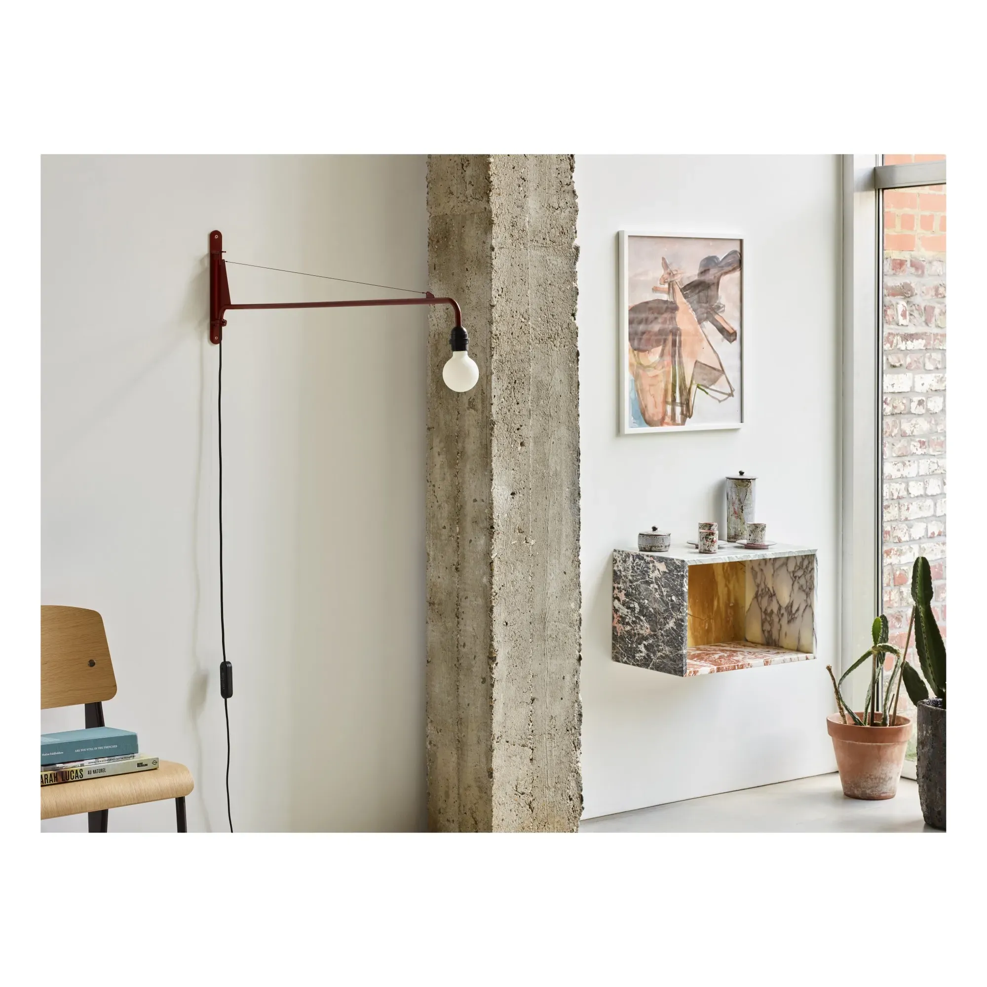 Potence Small Wall Light by Jean Prouvé - Japanese Red, Steel alternate view