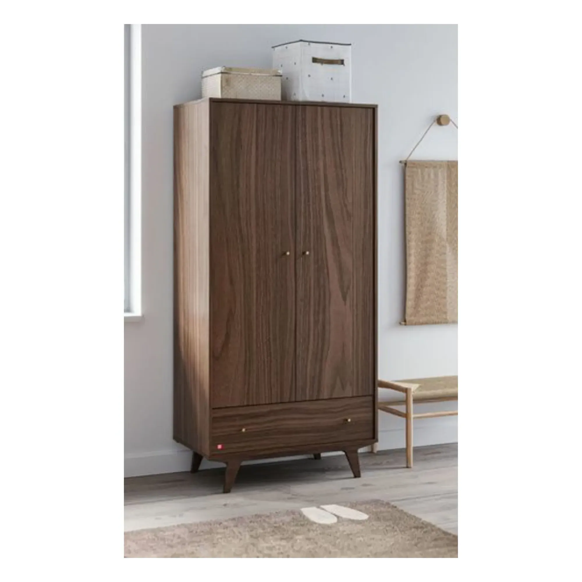 Mid II 2-Door Wardrobe with Storage - Walnut alternate view