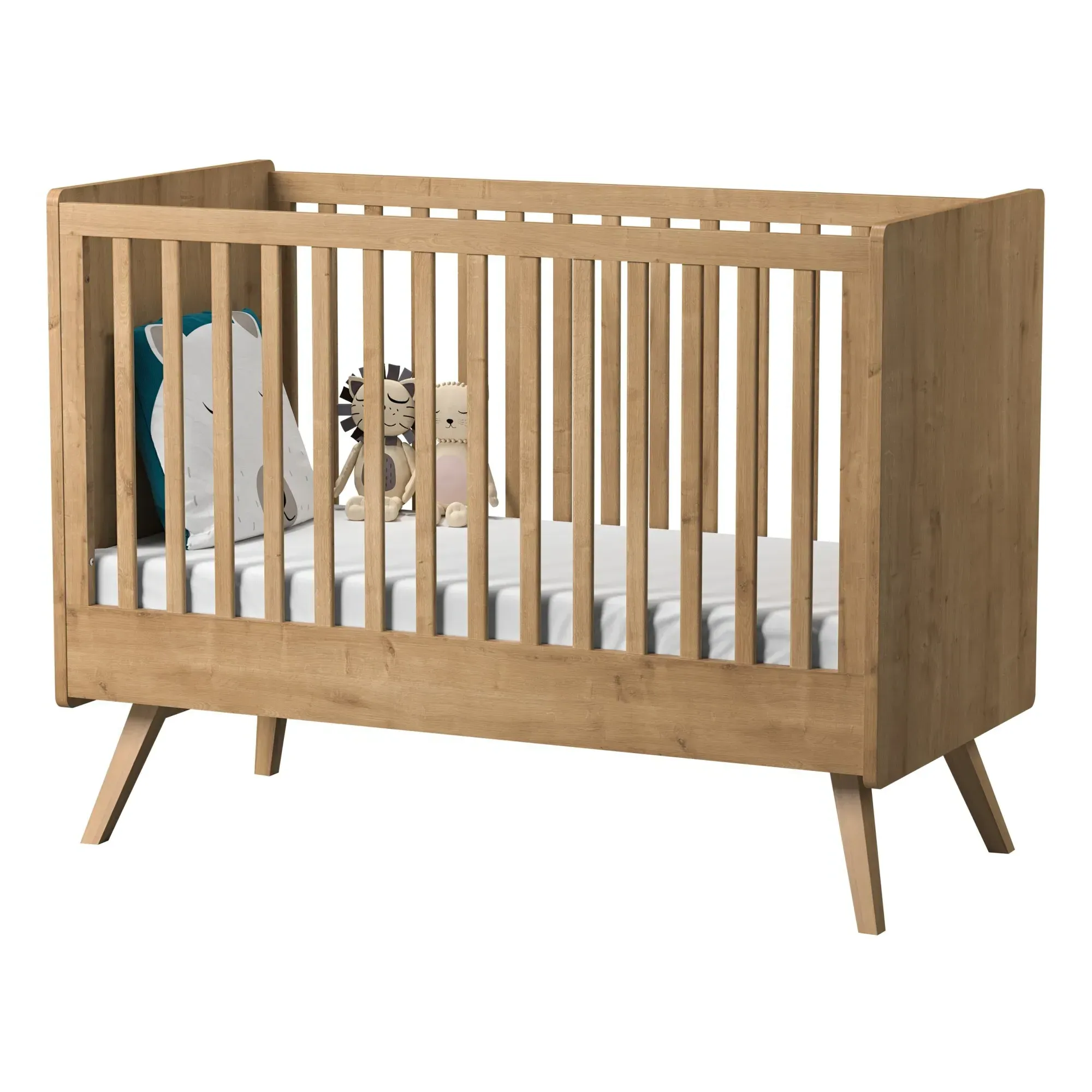 Vintage Adjustable Baby Bed with Removable Sides - Oak product
