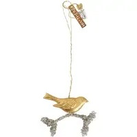 Hanging Bird Ornament - Gold, Brass alternate view