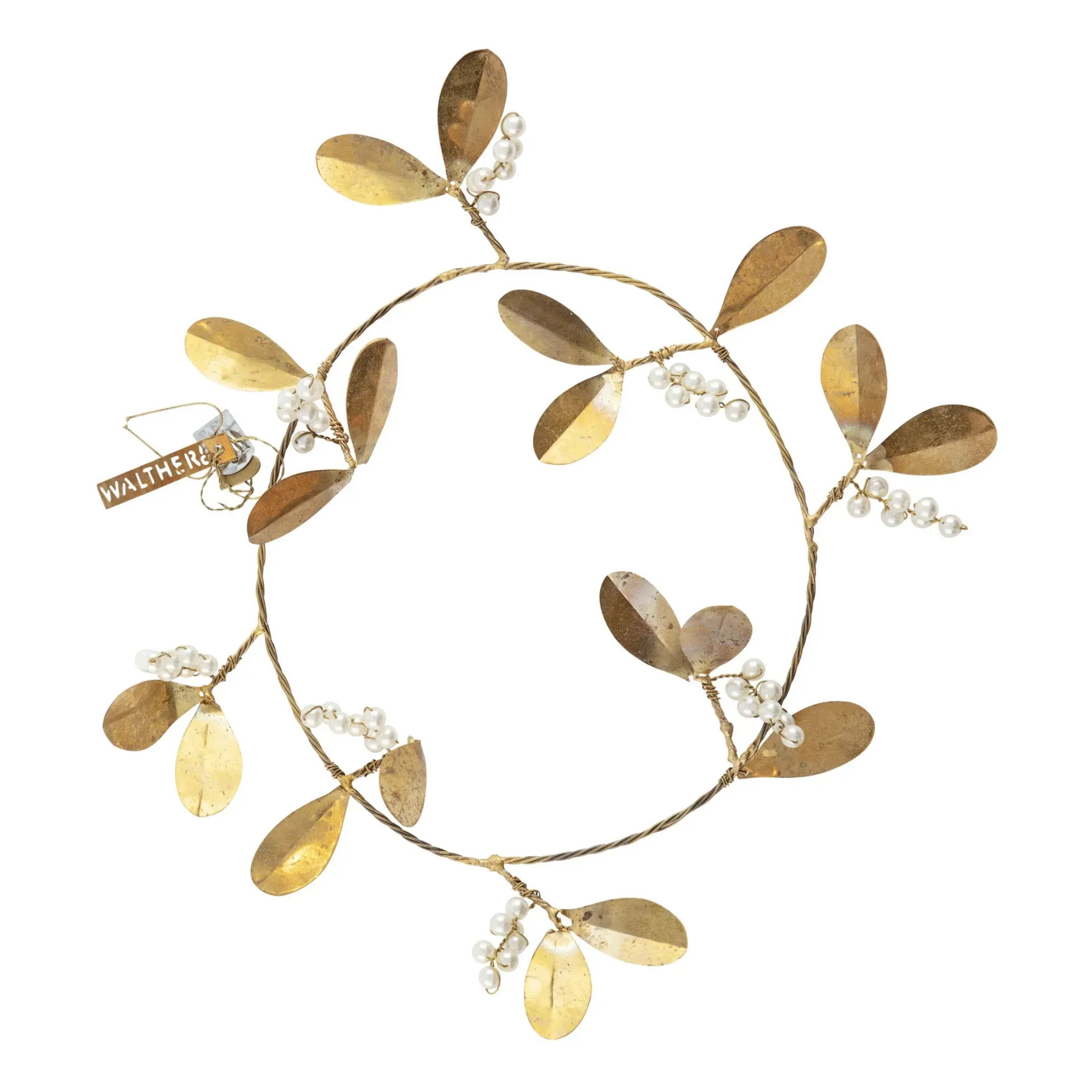 Mistletoe Hanging Wreath - Gold, Zinc product