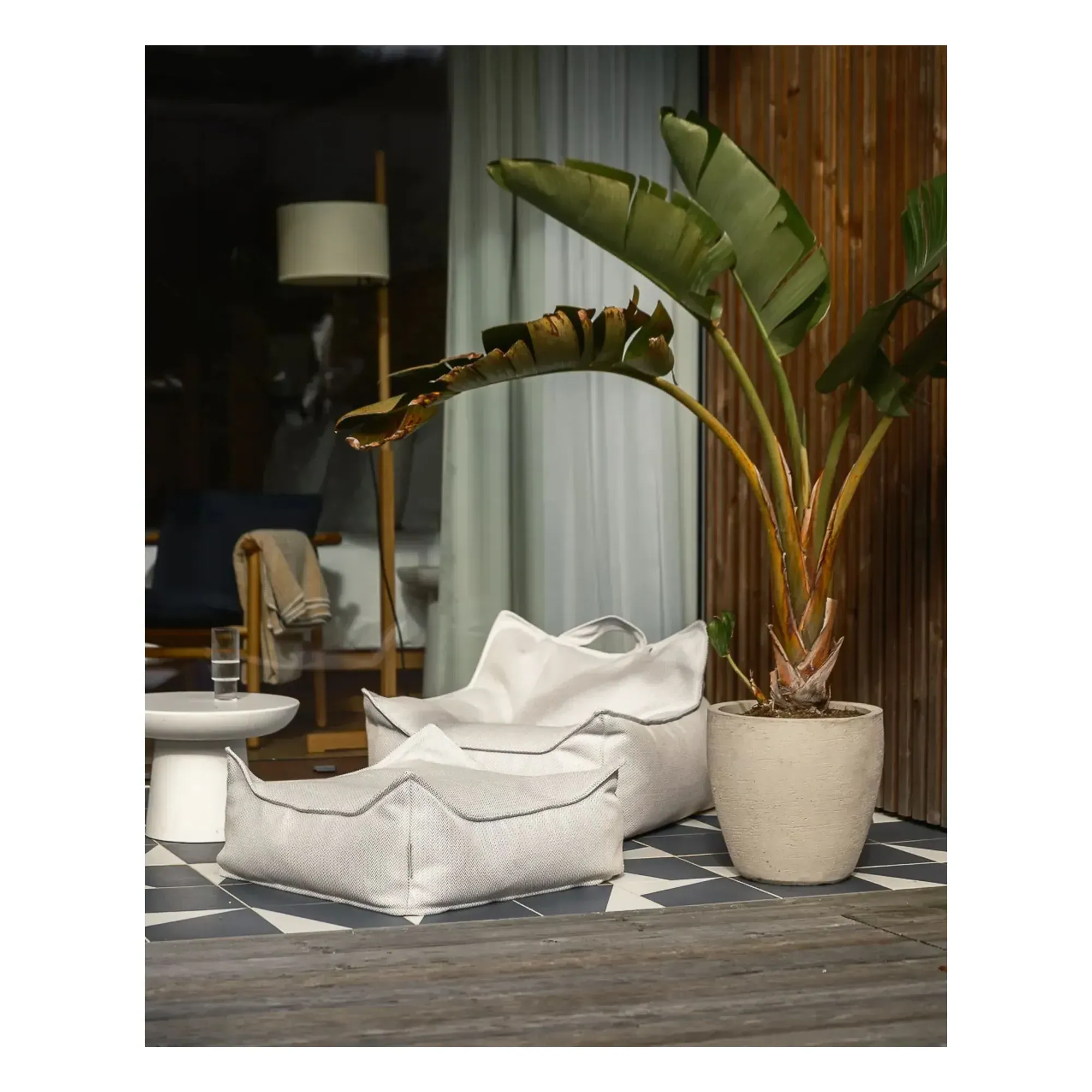 Outdoor Square Floor Ottoman - Sand, Olefin alternate view