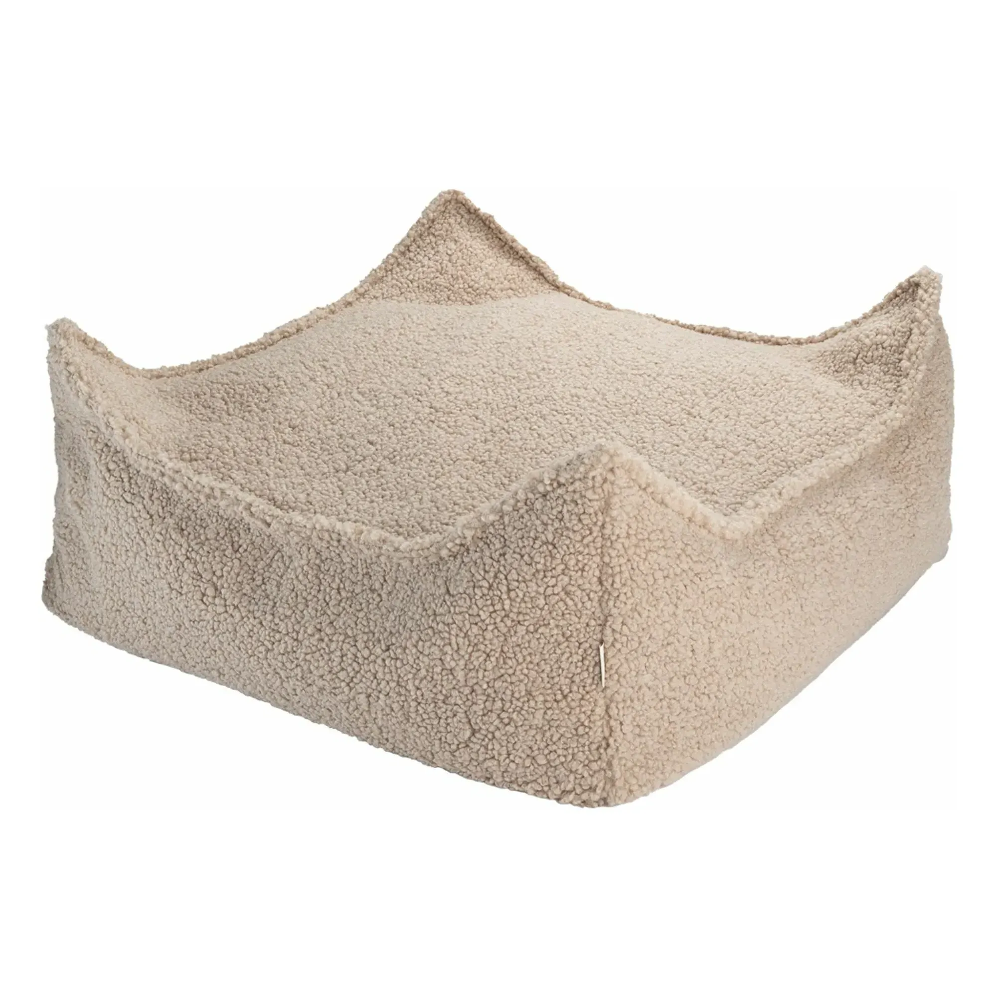 Square Ottoman - Beige, Teddy Fabric product