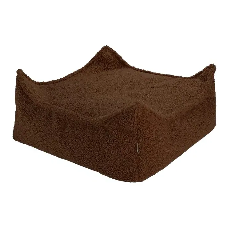 Teddy Bear Square Ottoman - Dark Brown, Polyester product
