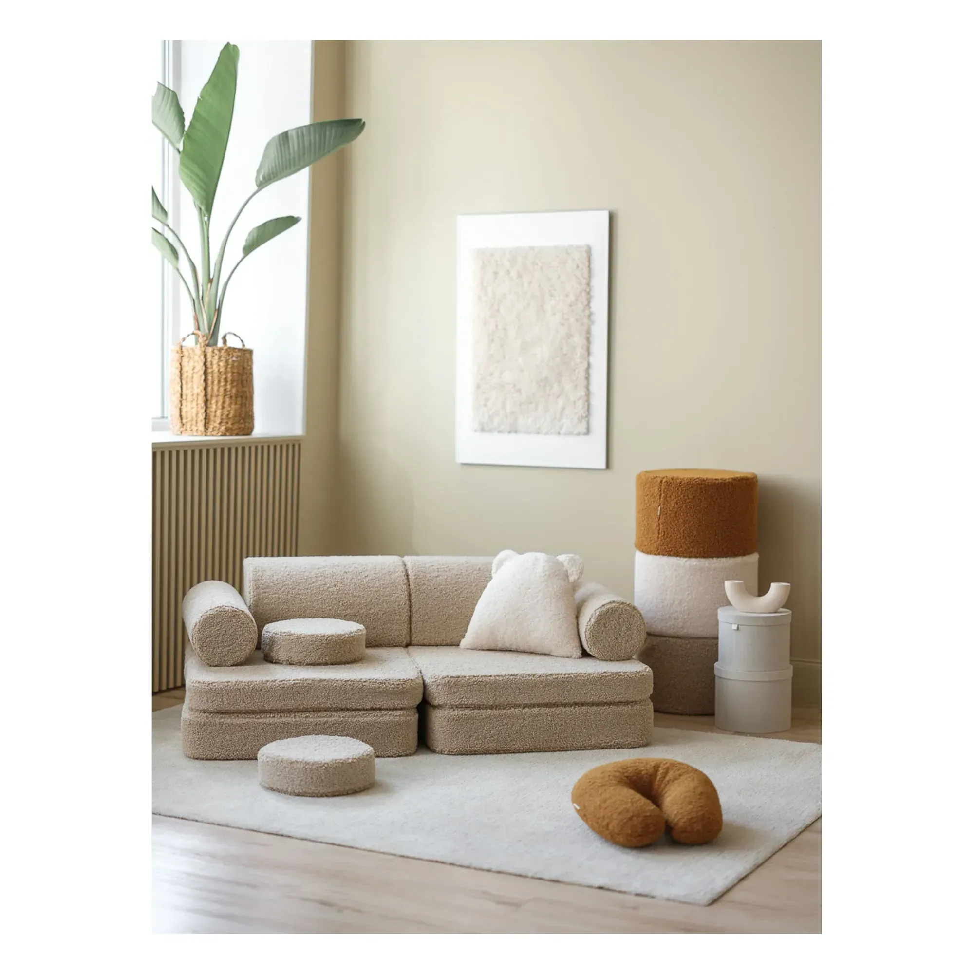 Wigiwama Modular Teddy Play Sofa - Beige, Plush alternate view