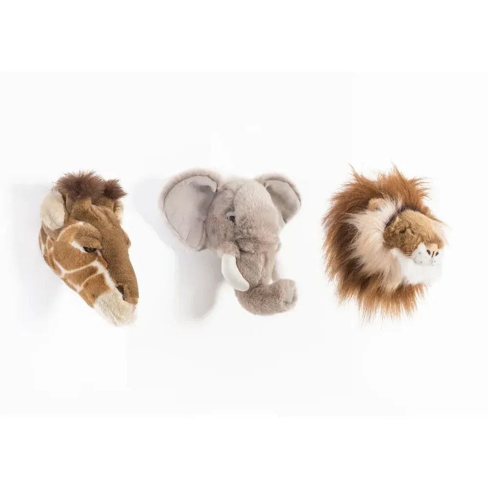 Safari Animal Wall Mounts Set of 3 - Multicoloured alternate view