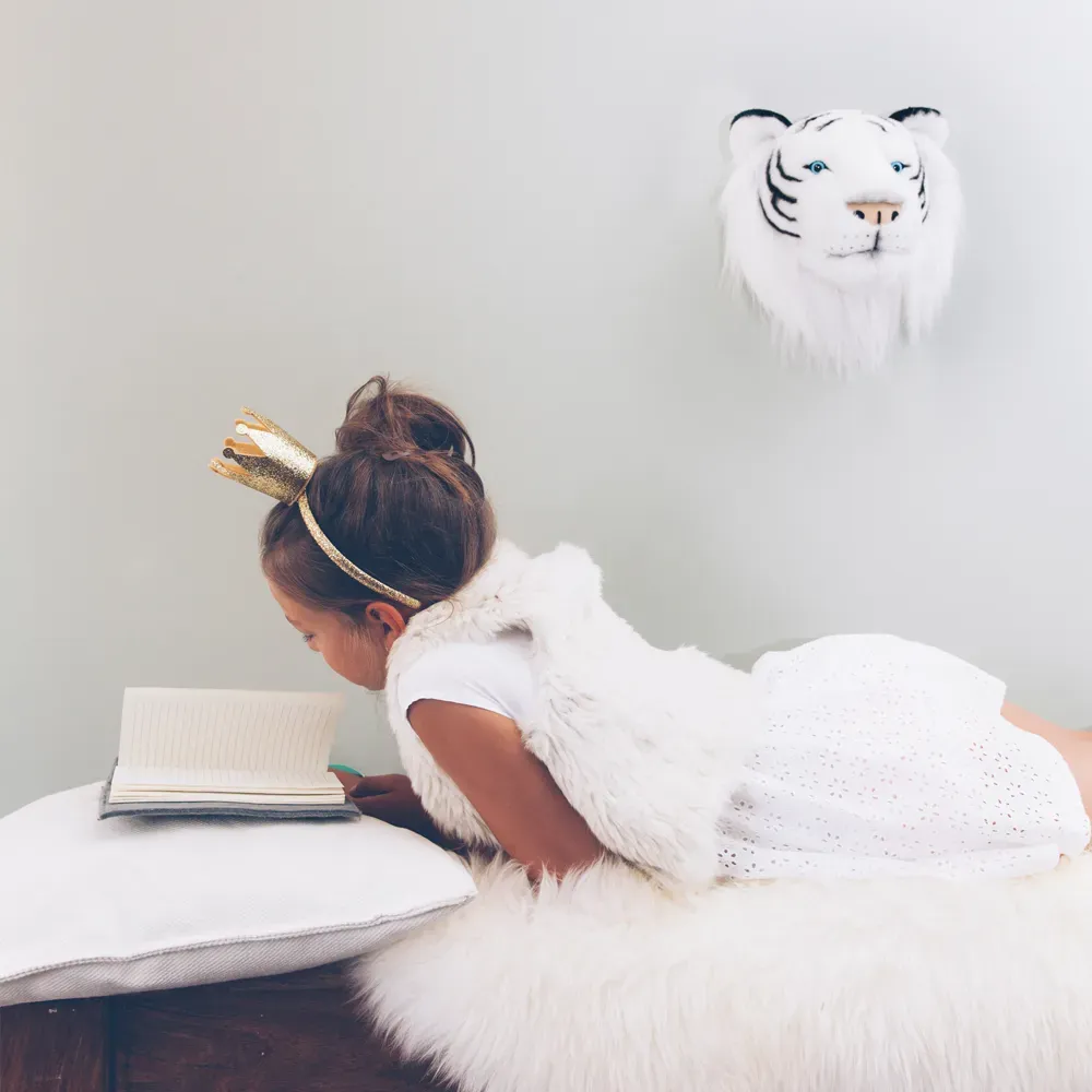 Tiger Head Wall Decoration - White, Polyester alternate view