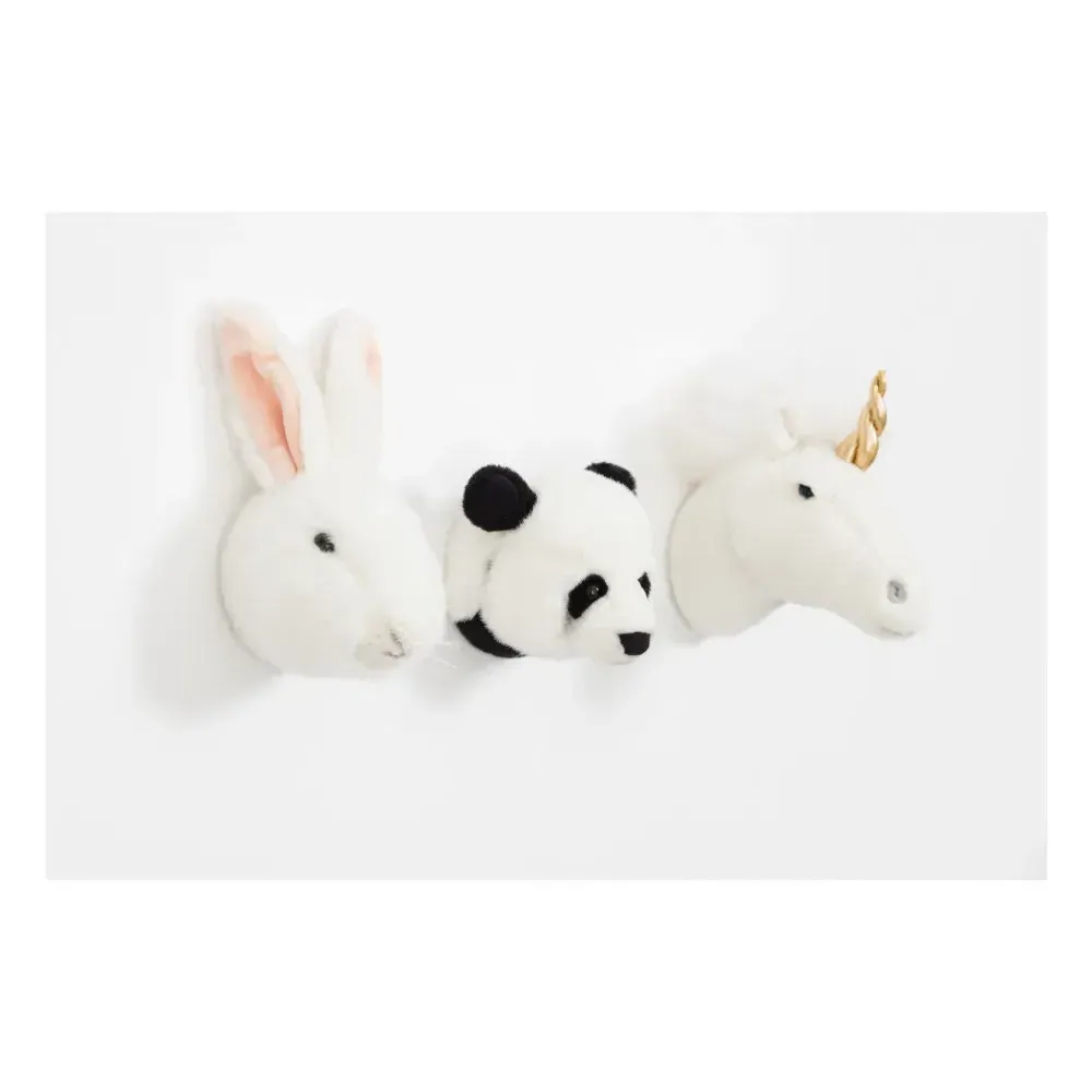 Wild & Soft Animal Wall Mounts Set of 3 - Multicoloured, Polyester alternate view