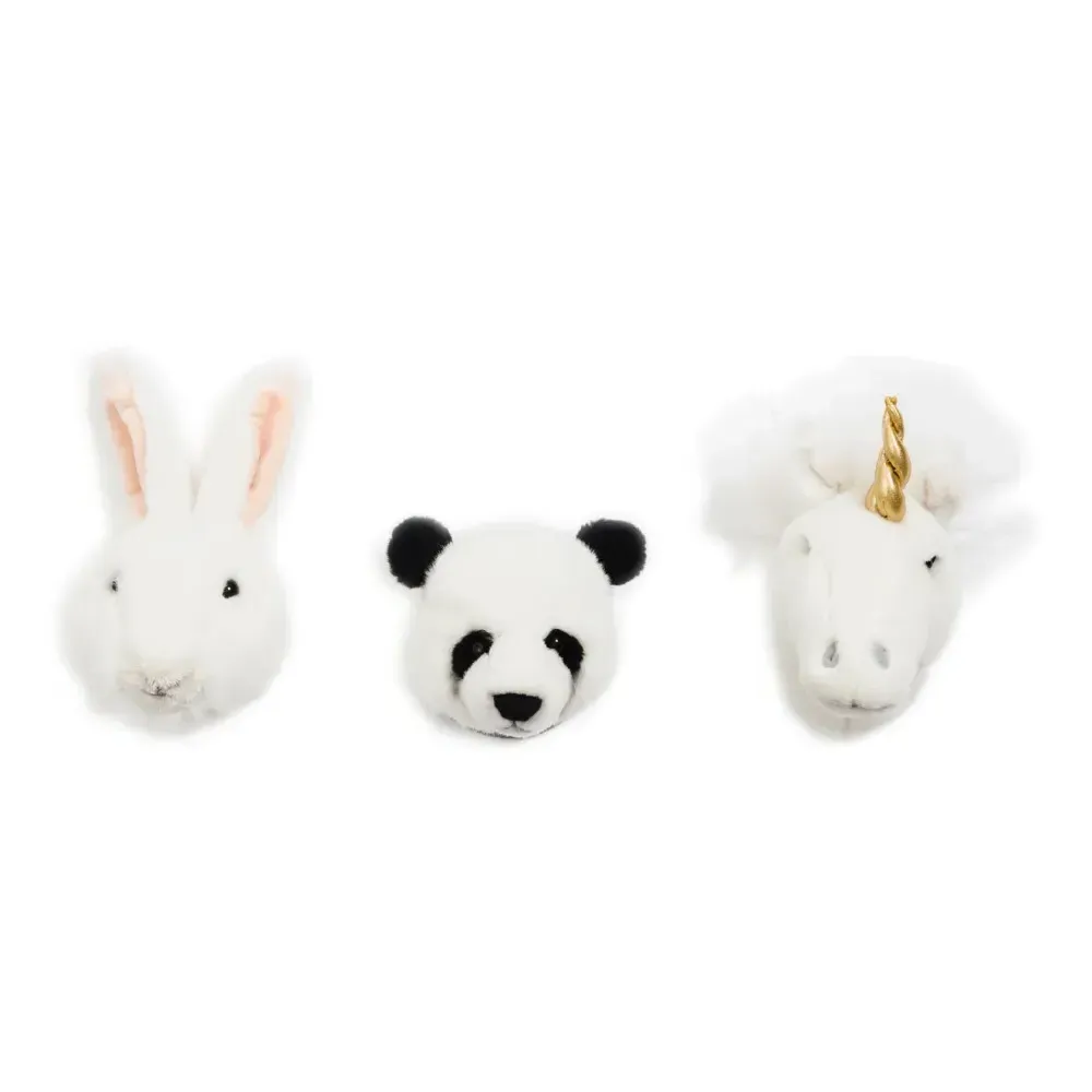 Wild & Soft Animal Wall Mounts Set of 3 - Multicoloured, Polyester product