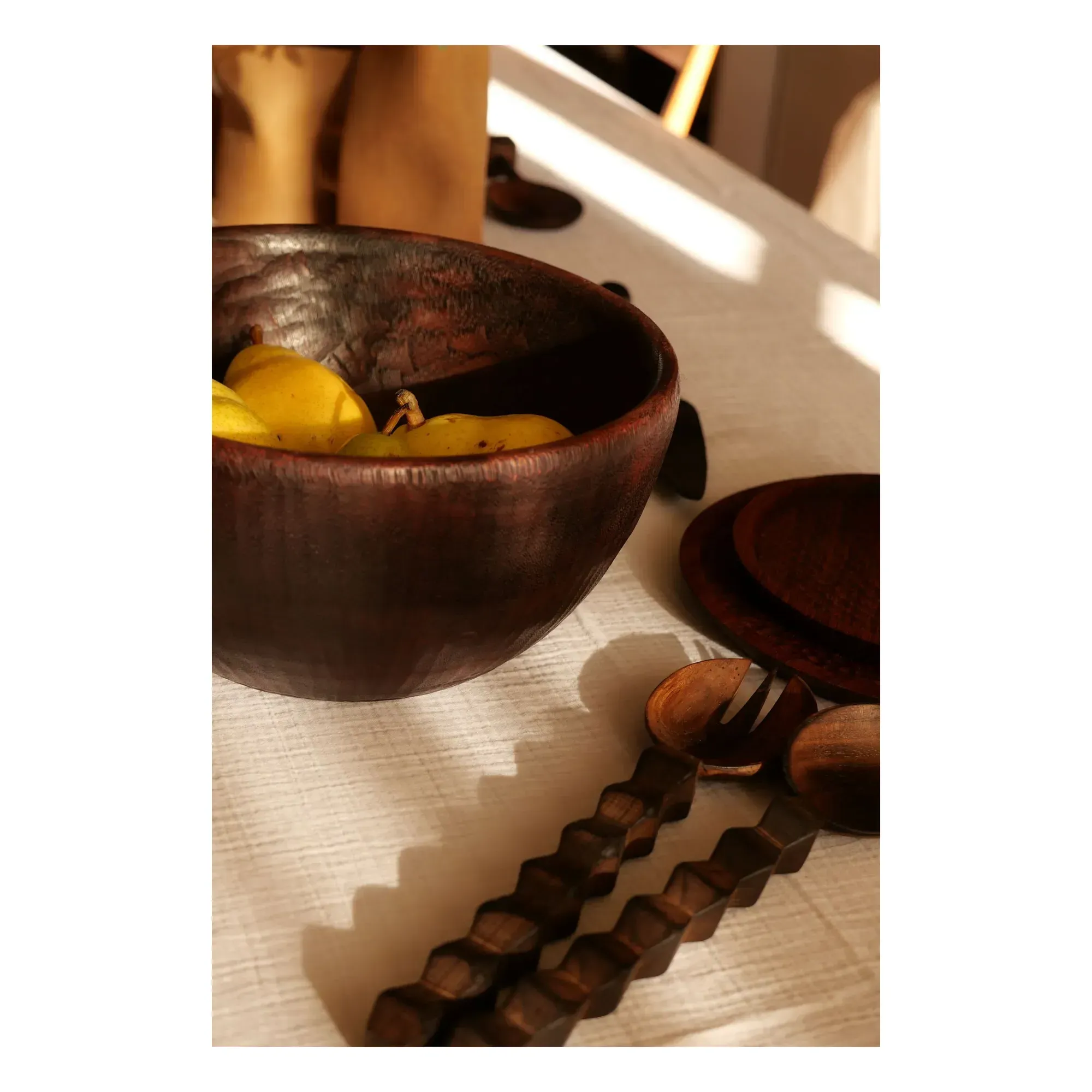 Teak Wood Salad Servers with Hexagonal Handle - Teak product