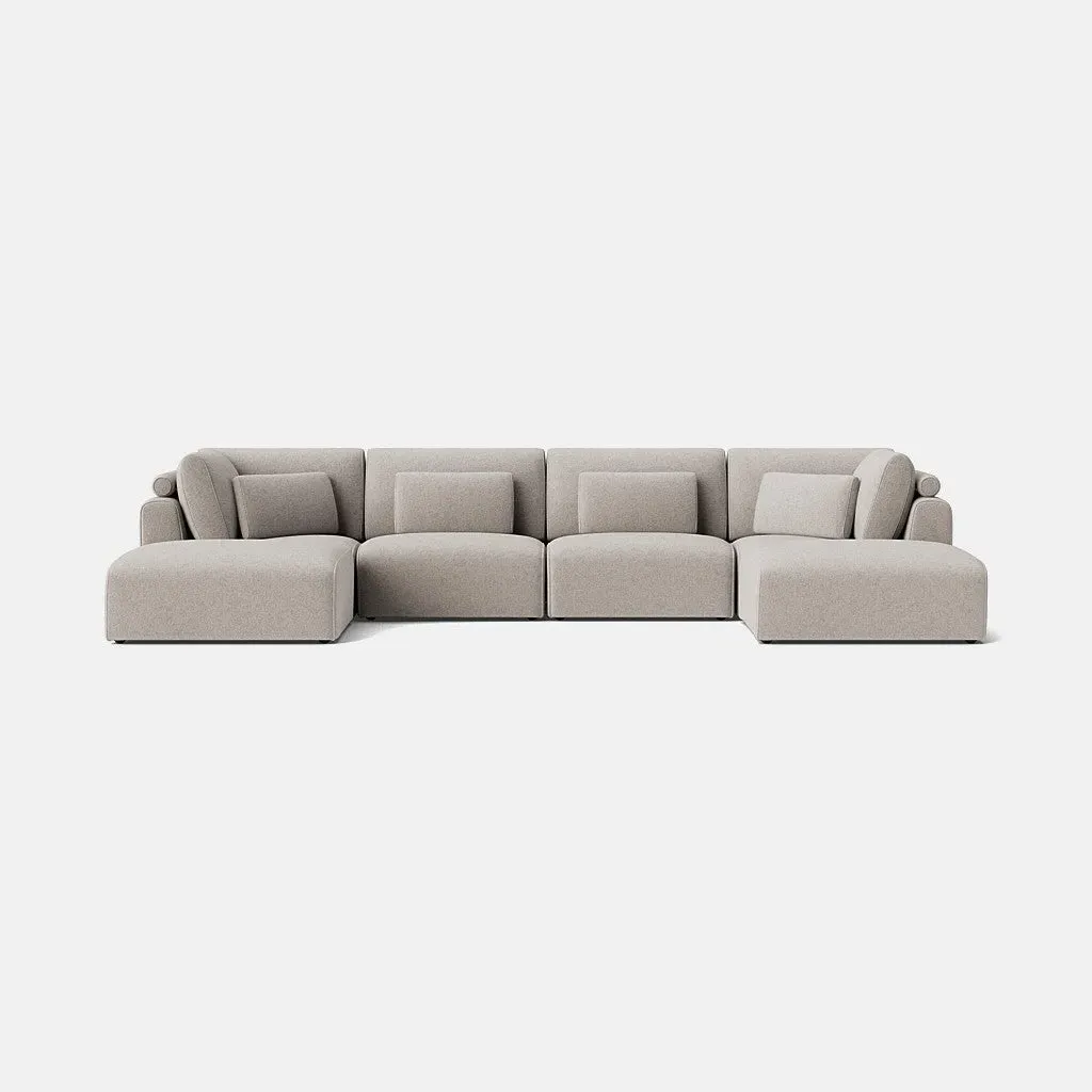 Kate XL U-Shape Footstool - Neutral Linen, Chenille product