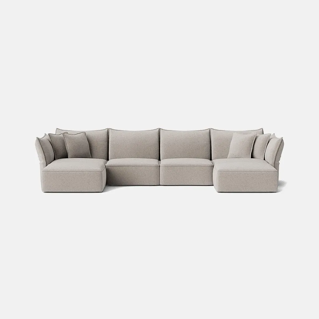 Nori Luxe Chenille XL U-Shape Footstool - Neutral Linen product