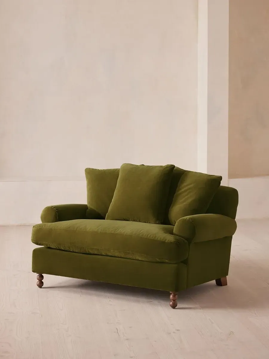Audrey 2-Seater Loveseat - Olive, Velvet