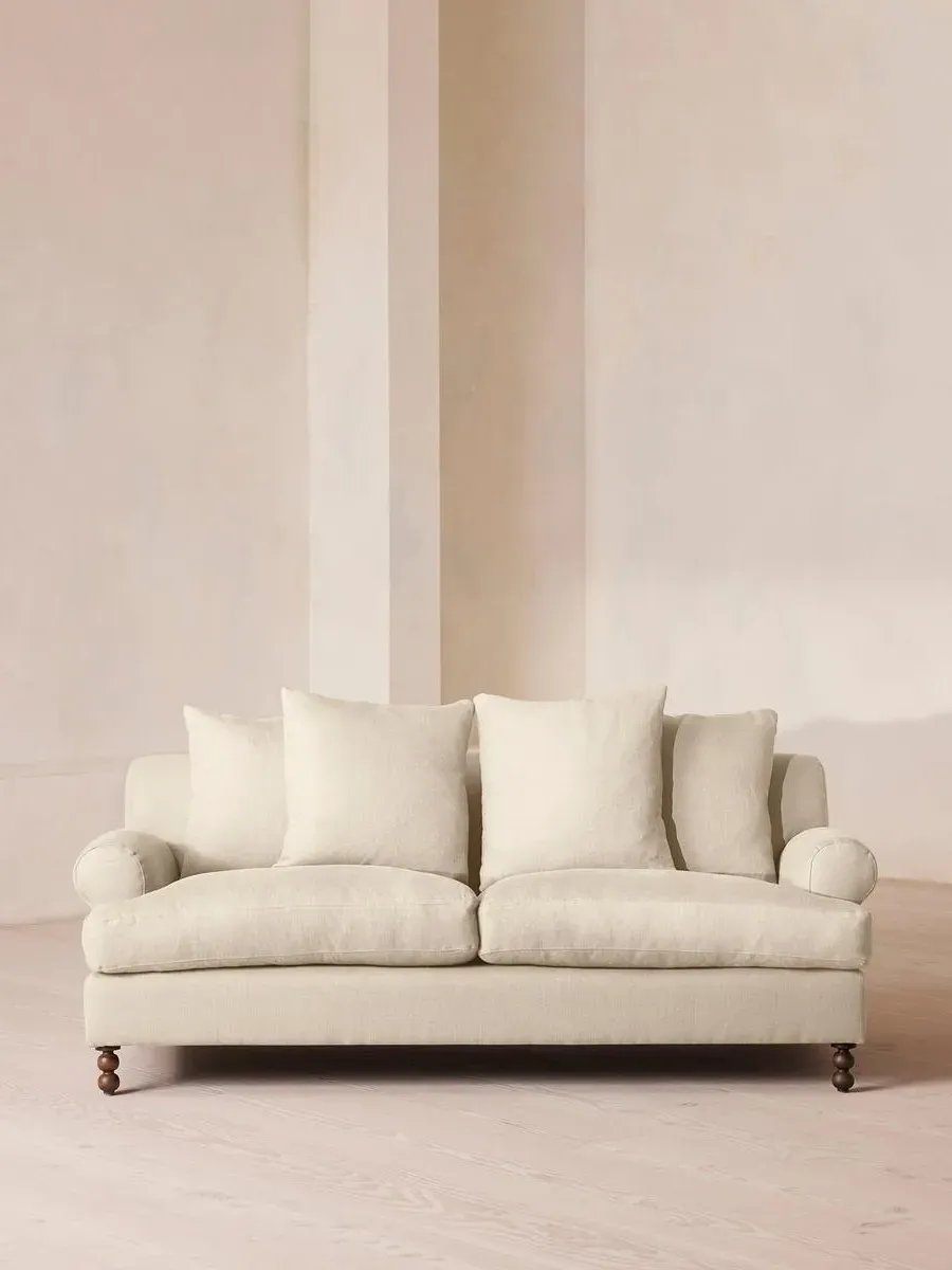 Audrey 2-Seater Sofa with Scroll Arms - Bisque, Linen by Soho Home