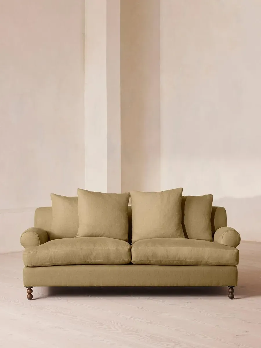 Audrey 2-Seater Sofa with Scroll Arms - Wheat, Linen by Soho Home