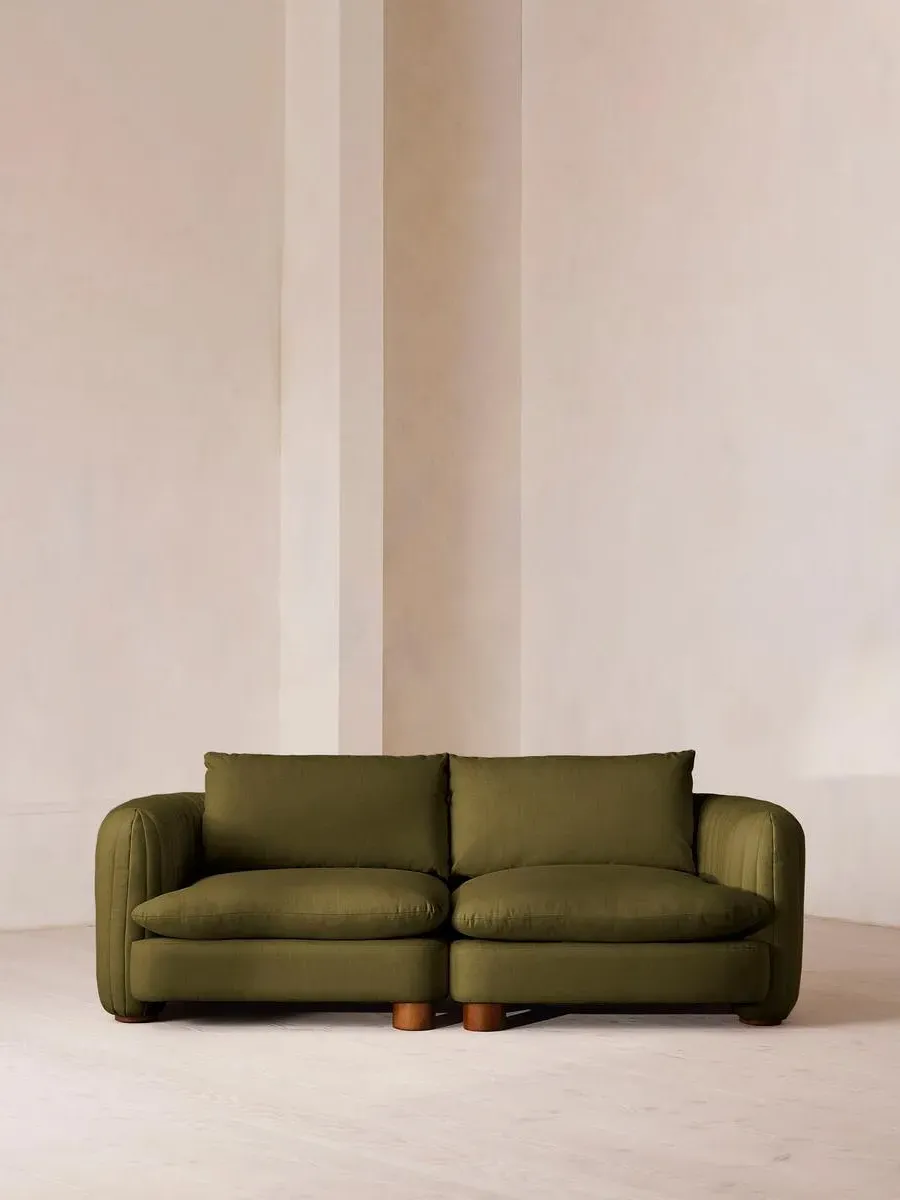 3-Seater Modular Sofa Deep Sit - Olive, Linen