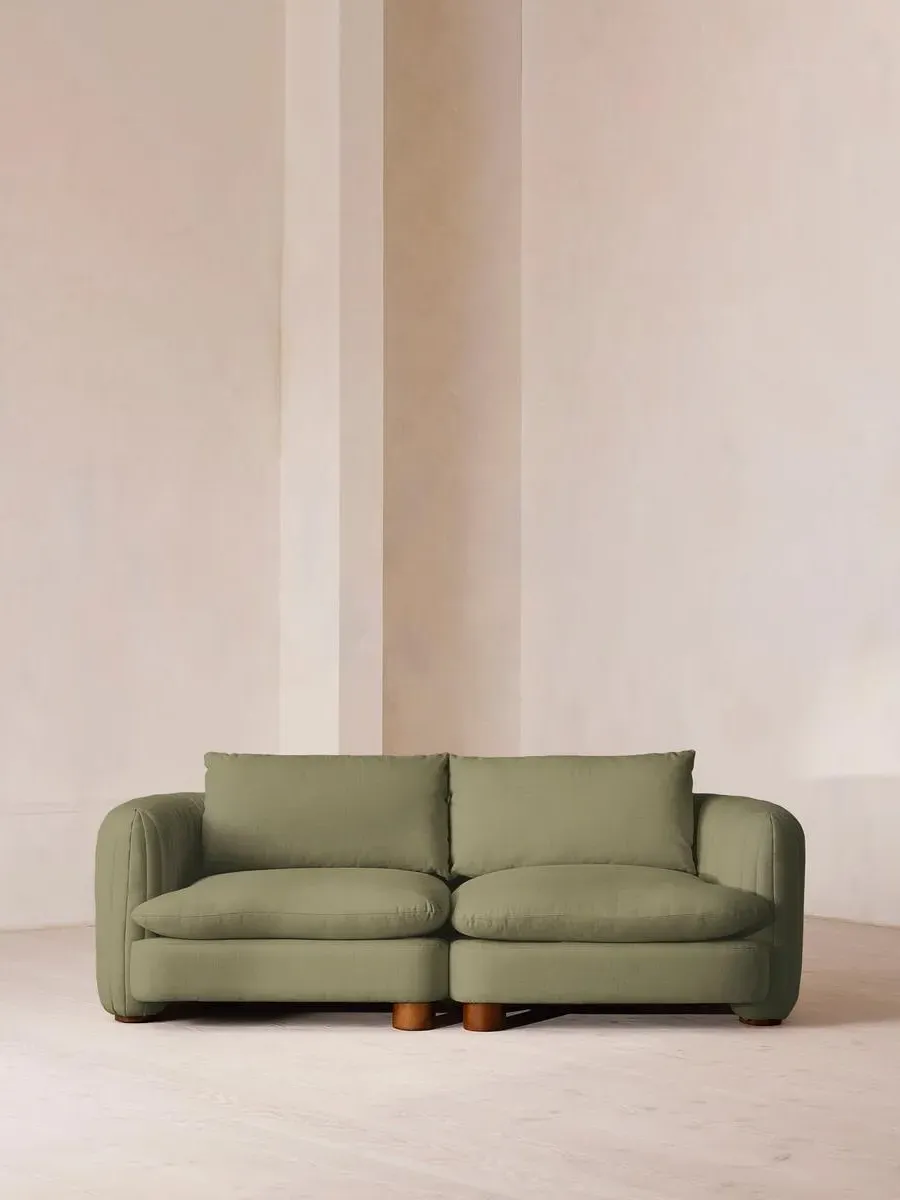 3-Seater Modular Sofa Deep Sit - Sage, Linen
