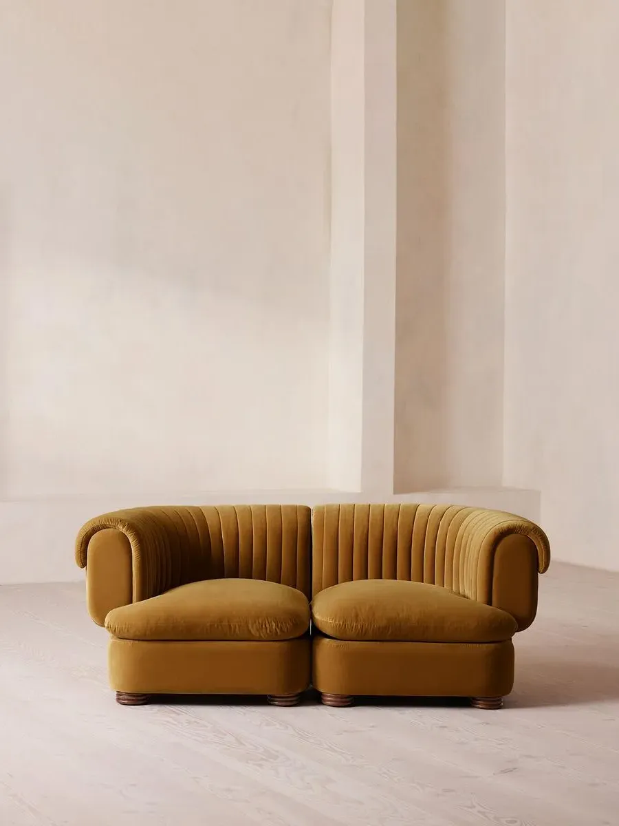 3-Seater Modular Sofa - Mustard, Velvet by Soho Home