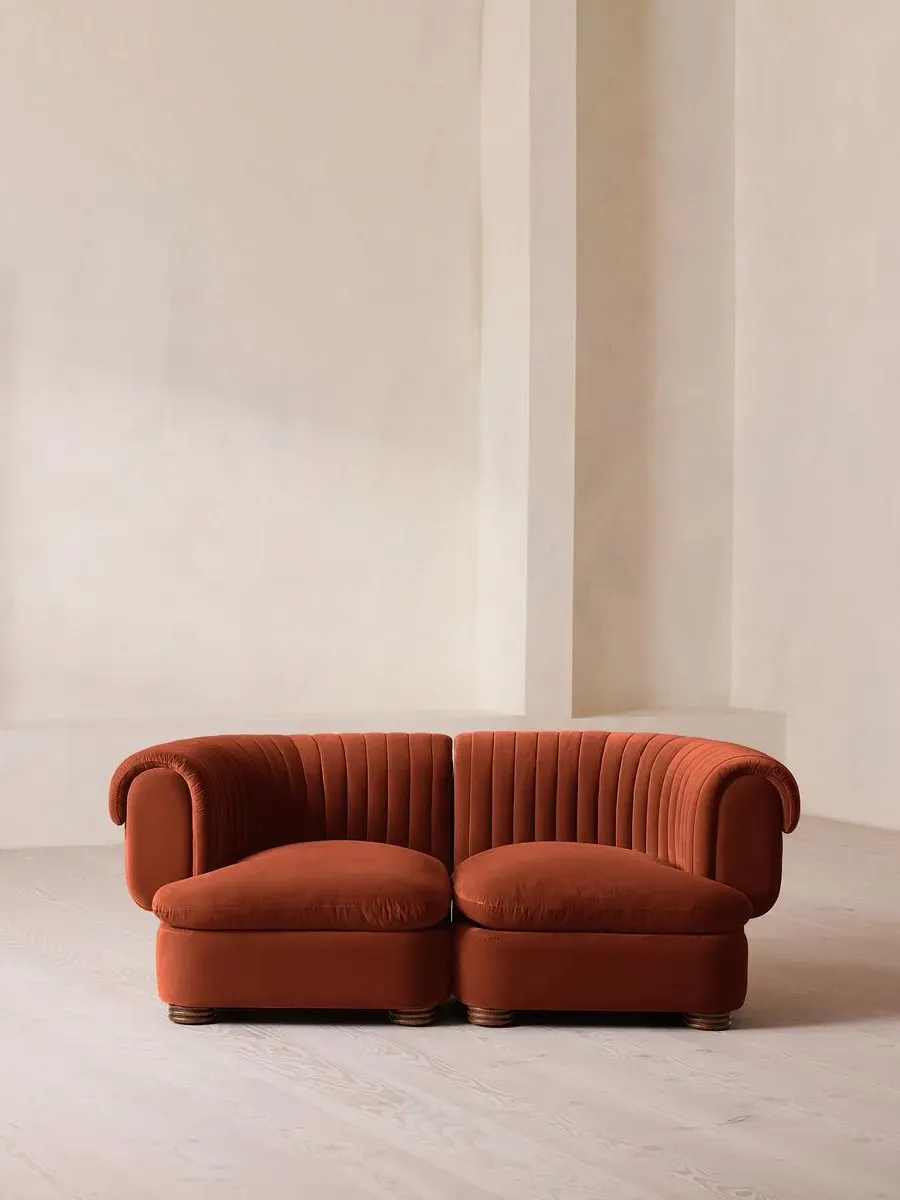 3-Seater Modular Sofa - Rust, Velvet by Soho Home