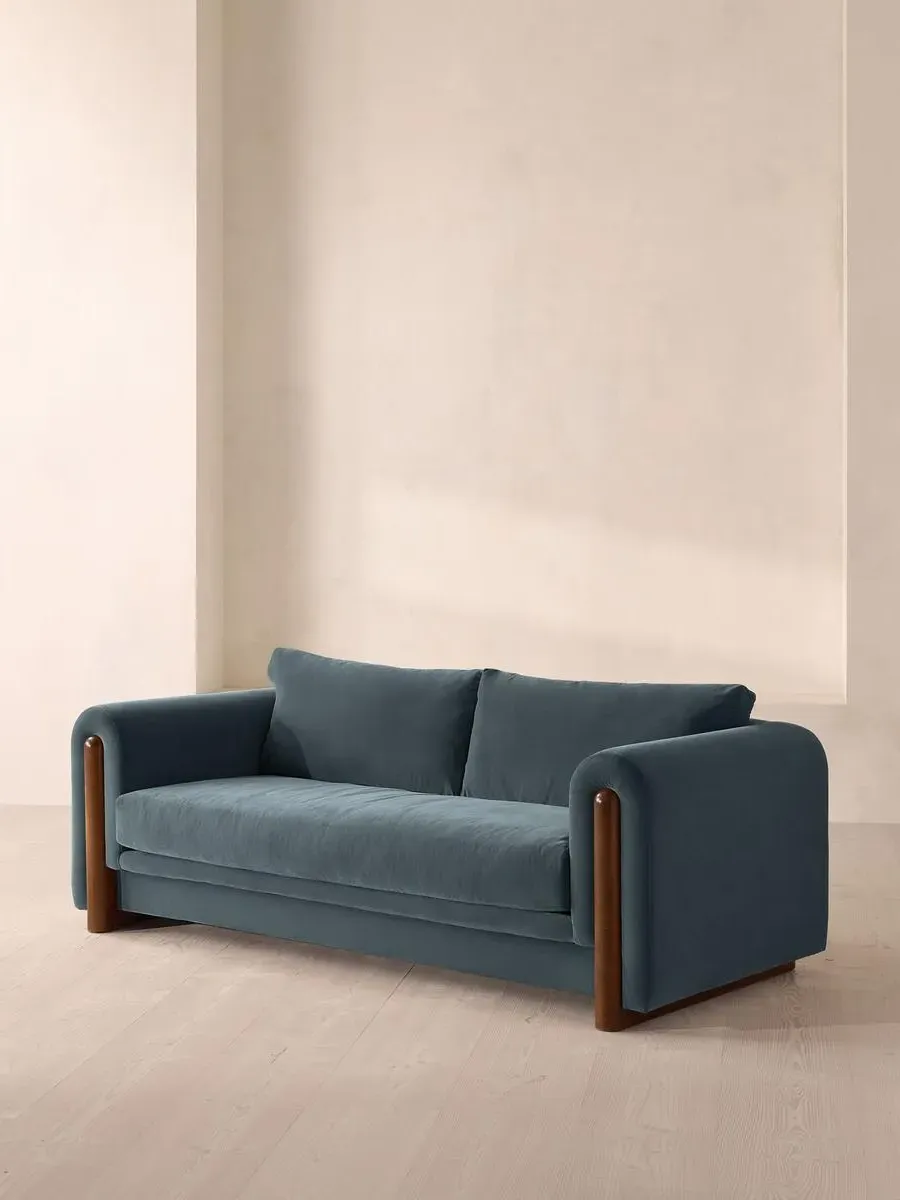 Farrell 3-Seater Sofa - Grey Blue, Velvet by Soho Home