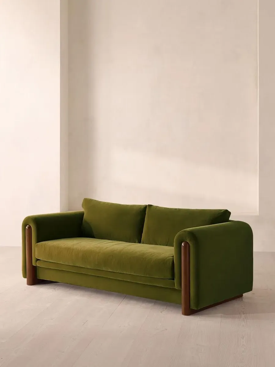 Farrell 3-Seater Sofa - Olive, Velvet by Soho Home