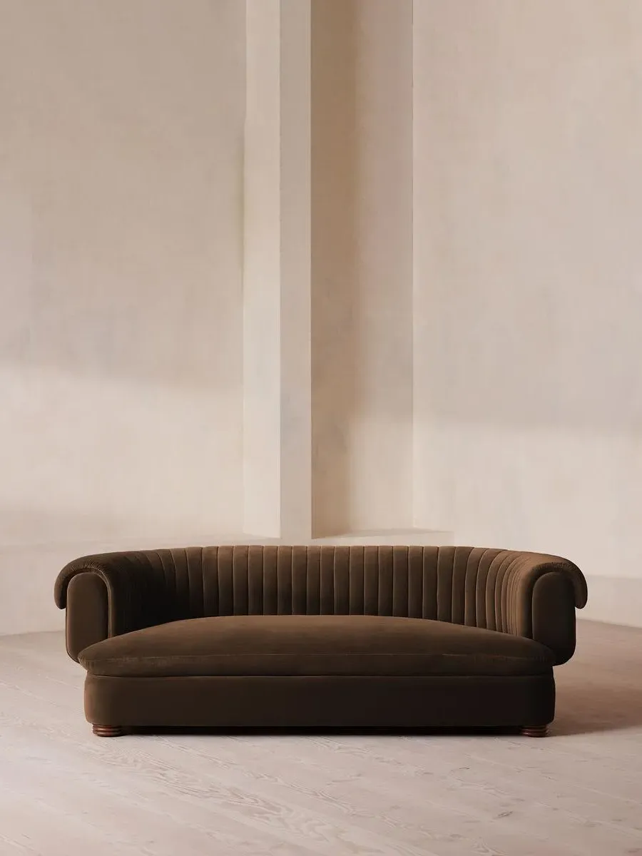 3-Seater Sofa with Fluted Back - Chocolate, Velvet by Soho Home