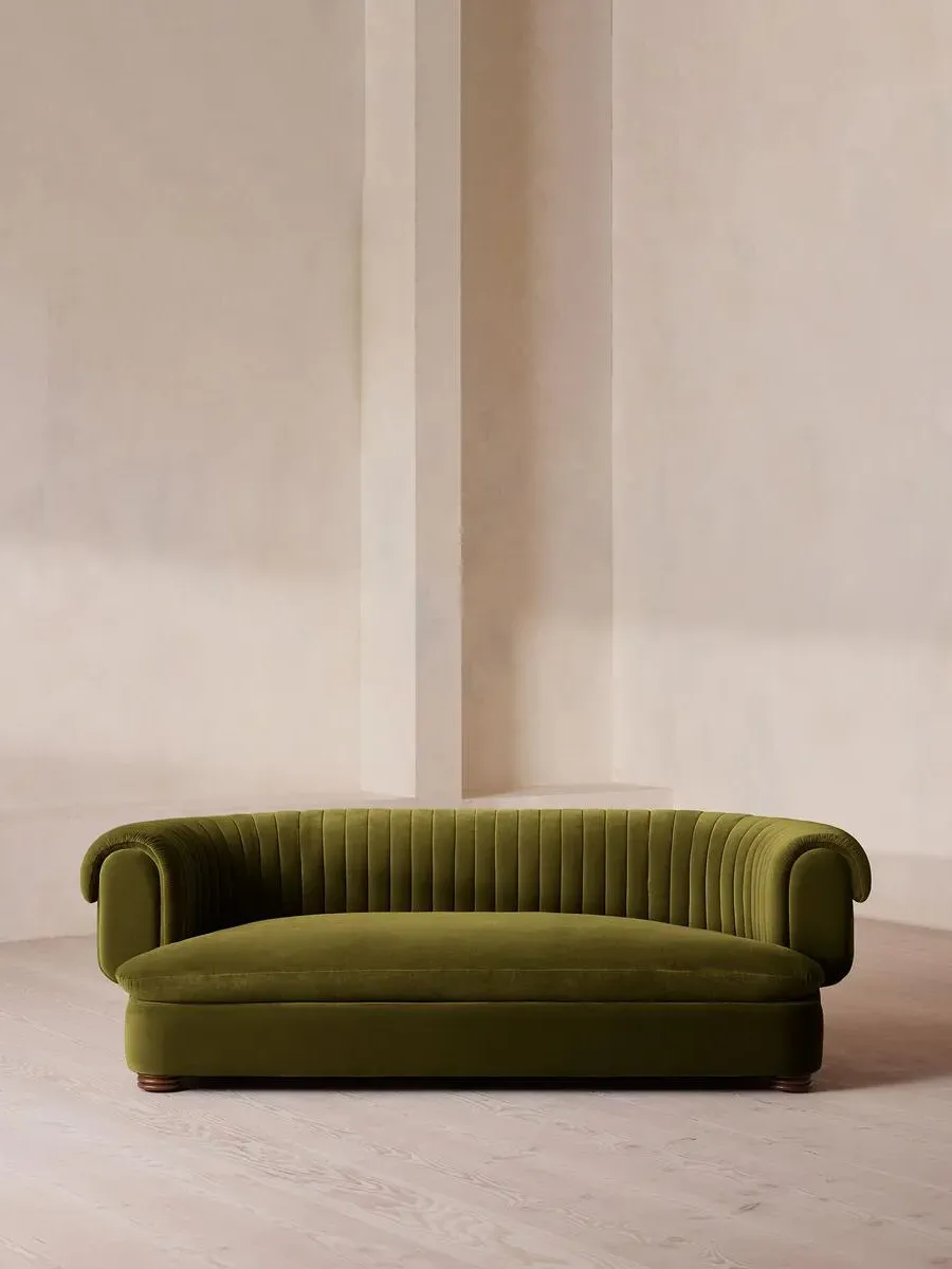3-Seater Sofa with Fluted Back - Olive, Velvet product