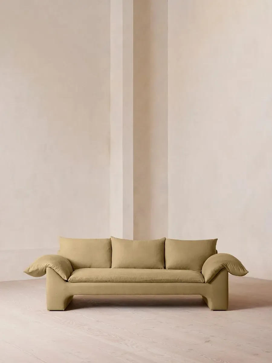 3-Seater Sofa with Plinth Base - Wheat, Linen by Soho Home