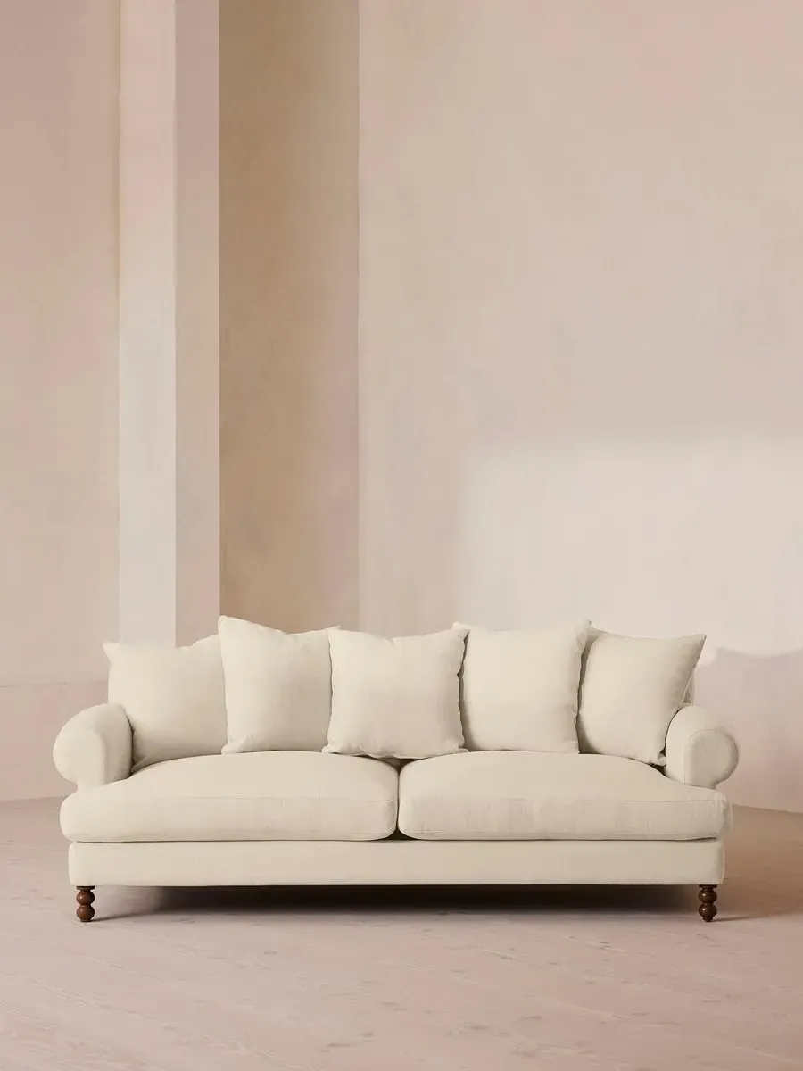 Audrey 3-Seater Sofa with Scroll Arms - Bisque, Linen by Soho Home