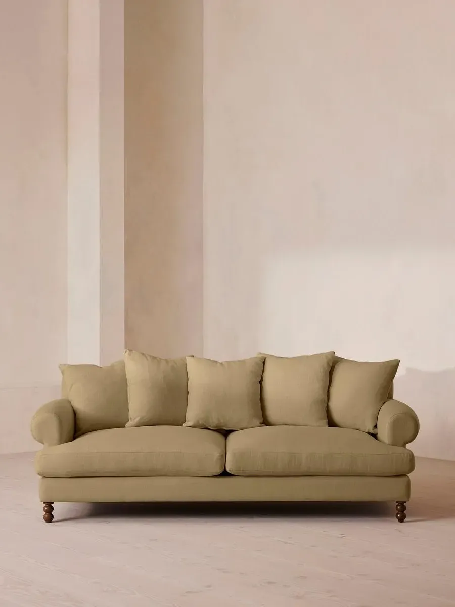 Audrey 3-Seater Sofa with Scroll Arms - Wheat, Linen by Soho Home