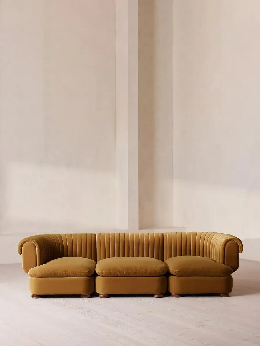 4-Seater Modular Sofa - Mustard, Velvet by Soho Home