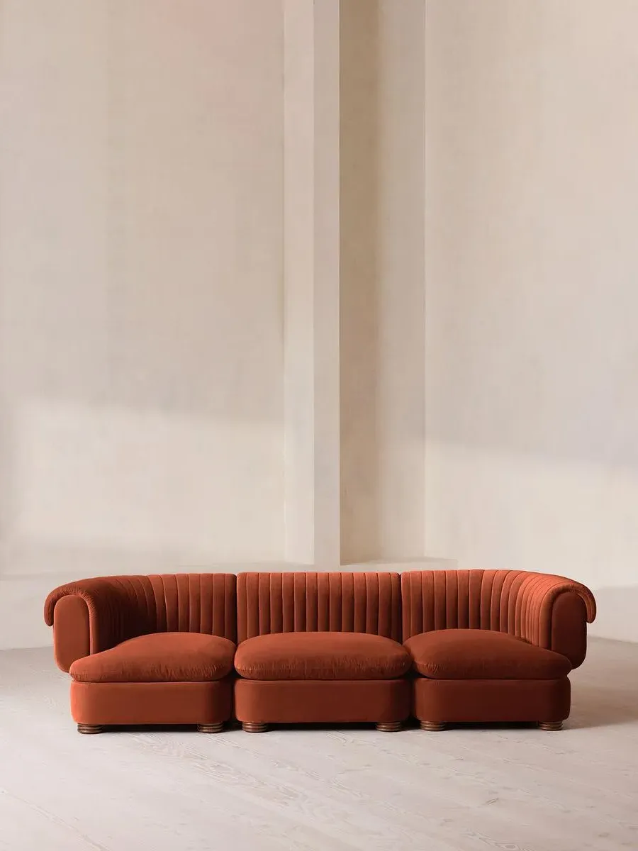 4-Seater Modular Sofa - Rust, Velvet by Soho Home