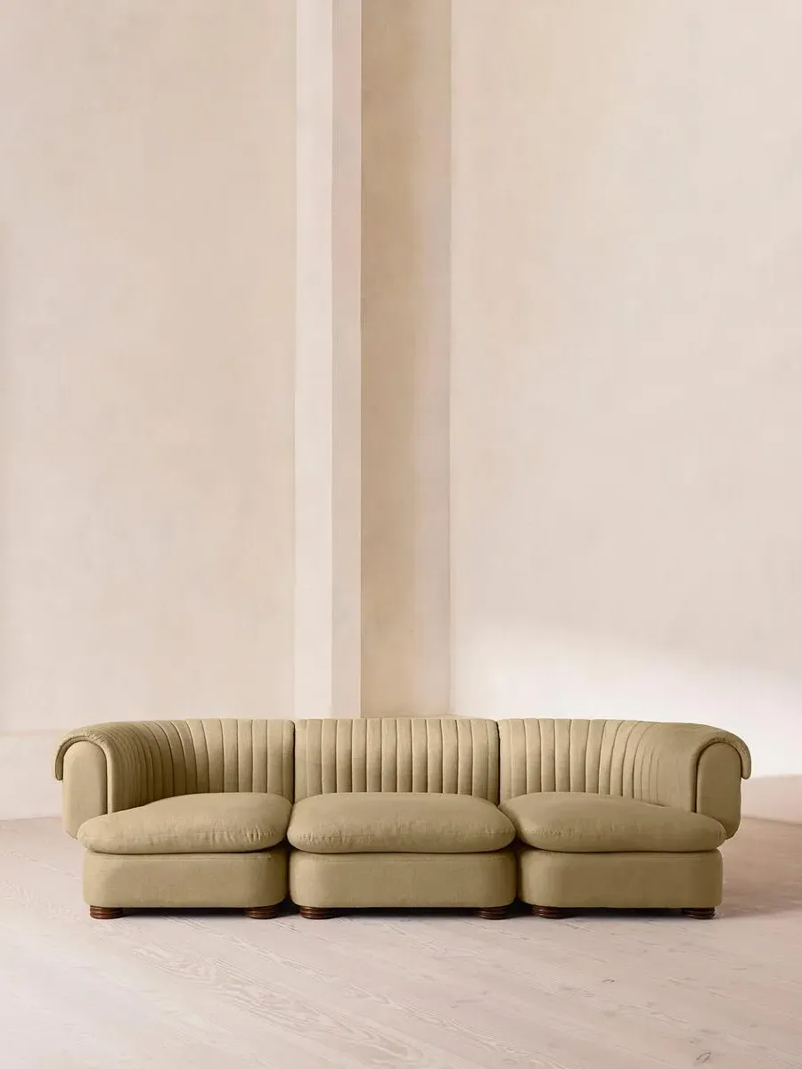 4-Seater Modular Sofa - Wheat, Velvet by Soho Home