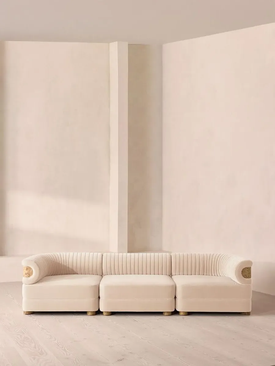 Caleb Modular 4-Seater Sofa - Porcelain, Cotton Velvet product