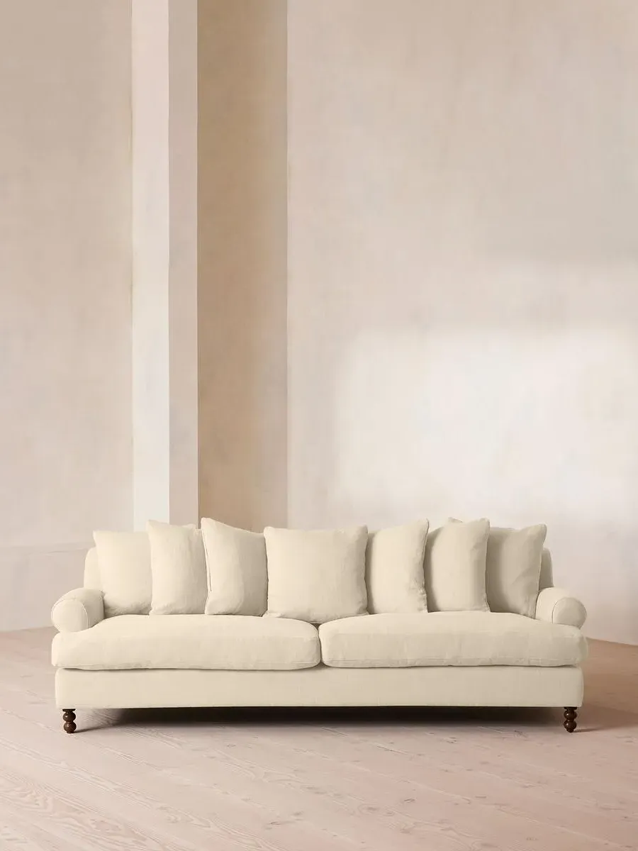 Audrey 4-Seater Sofa with Scroll Arms - Bisque, Linen by Soho Home
