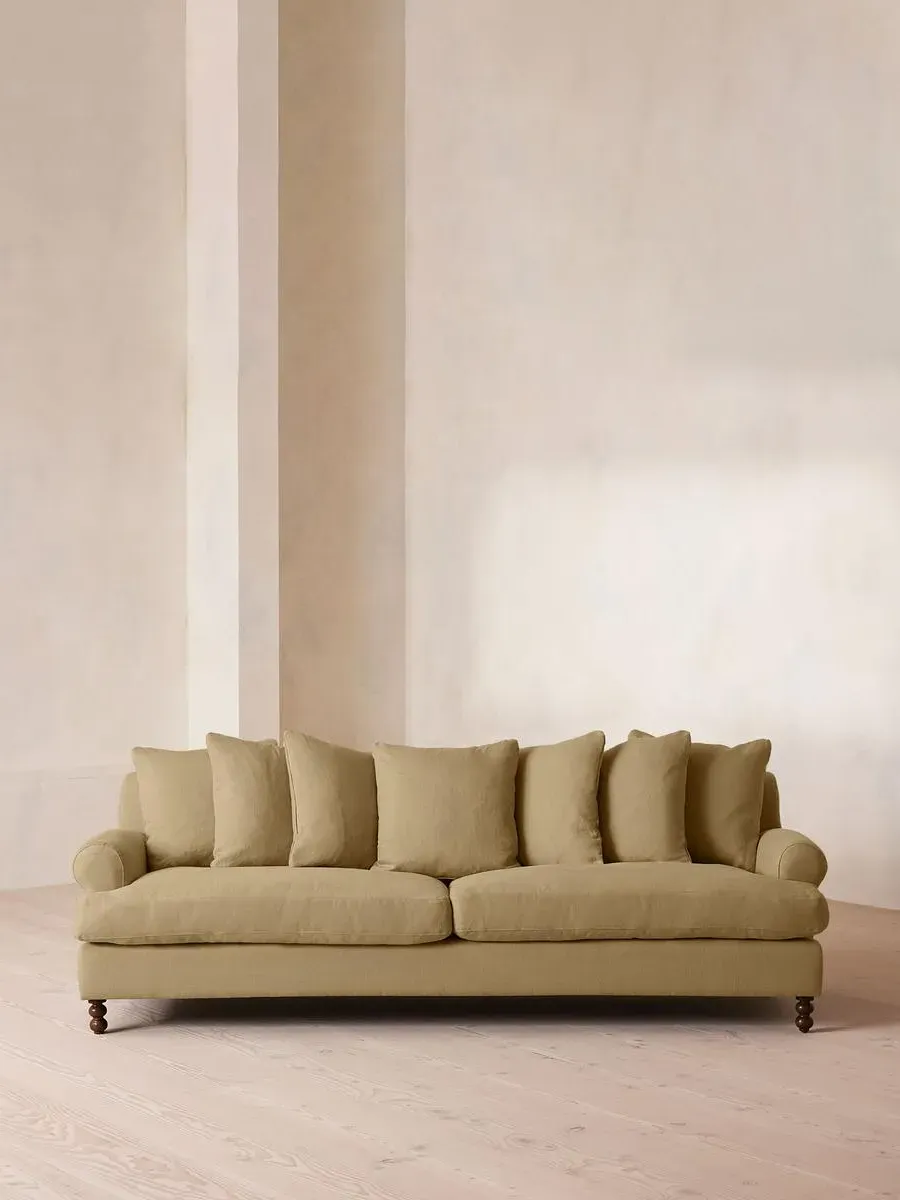 Audrey 4-Seater Sofa with Scroll Arms - Wheat, Linen by Soho Home