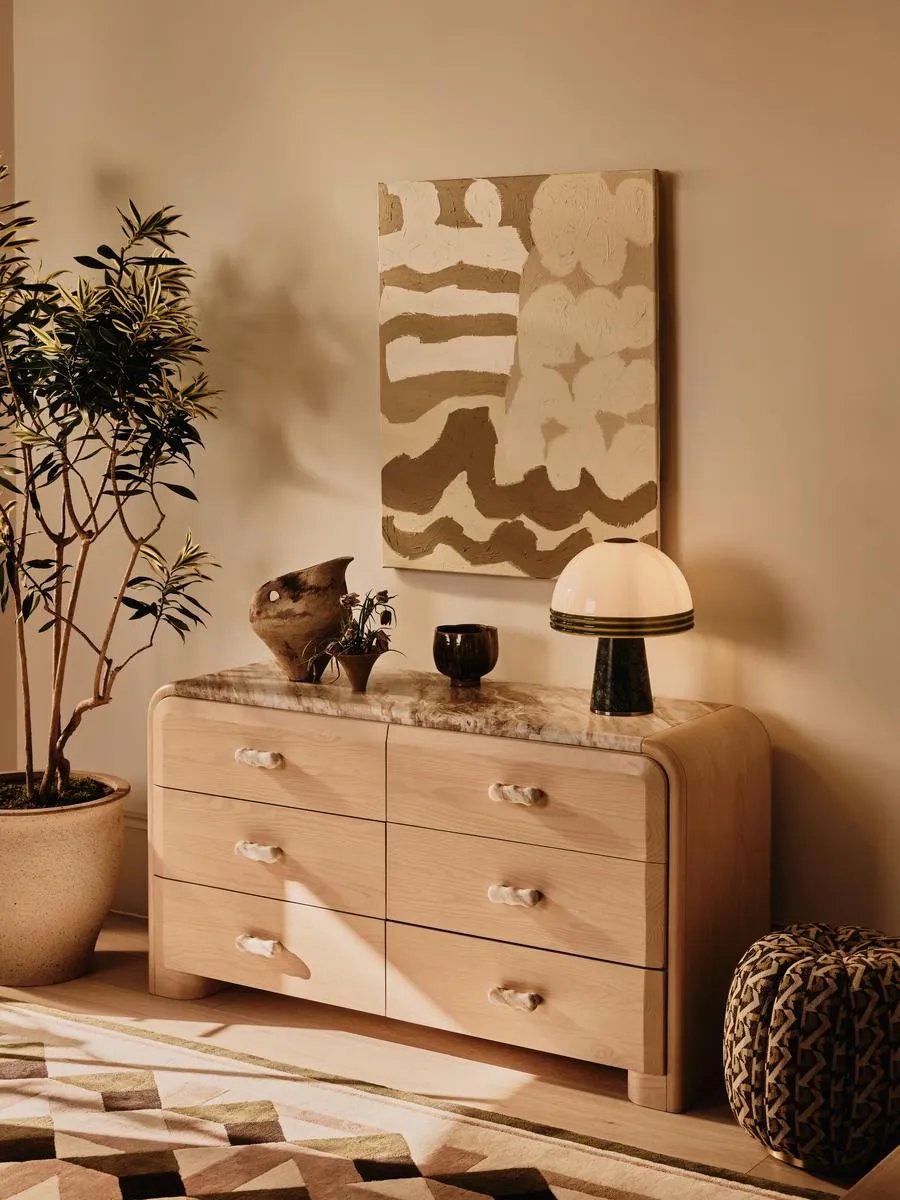 Adria 6-Drawer Dresser - Douglas Fir, Terra Bianca Marble by Soho Home