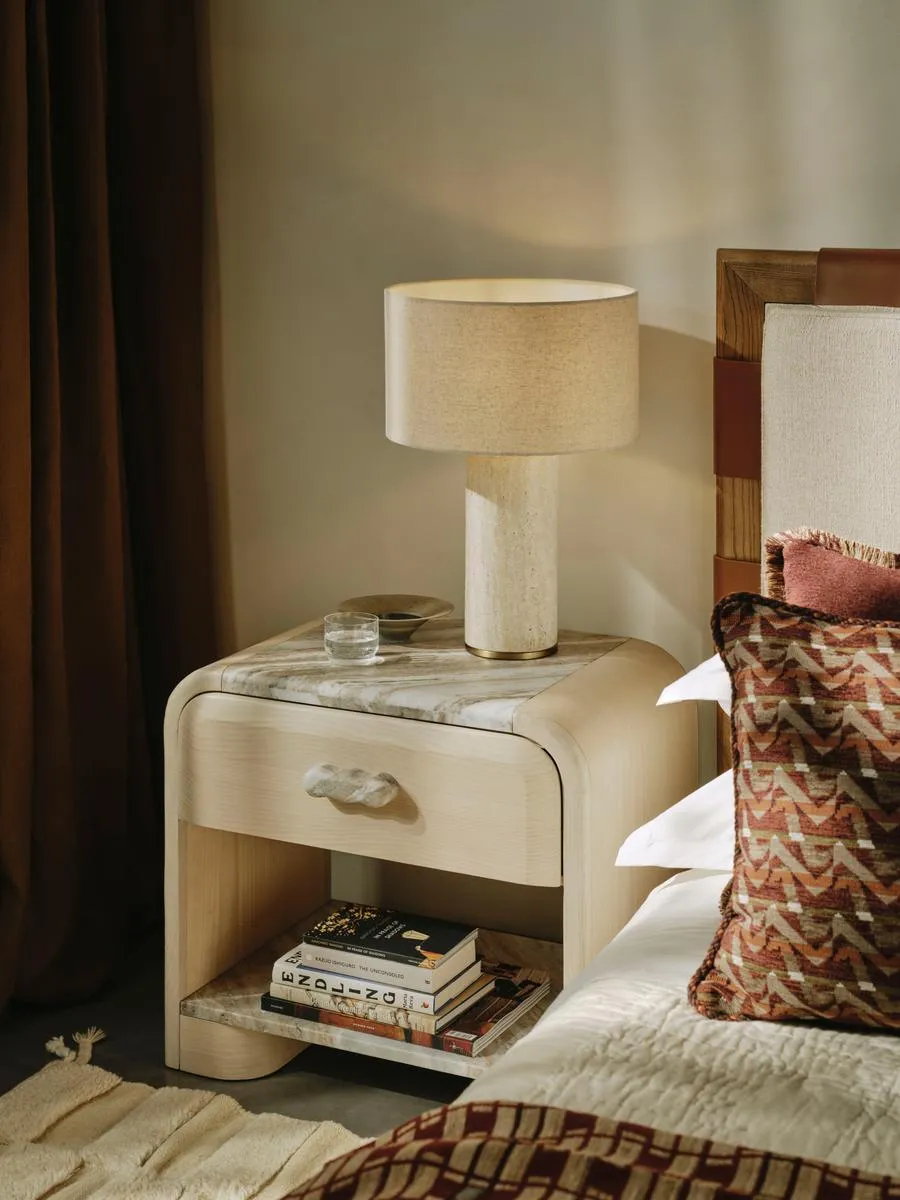 Adria Bedside Table with Drawer - Terra Bianca Marble product