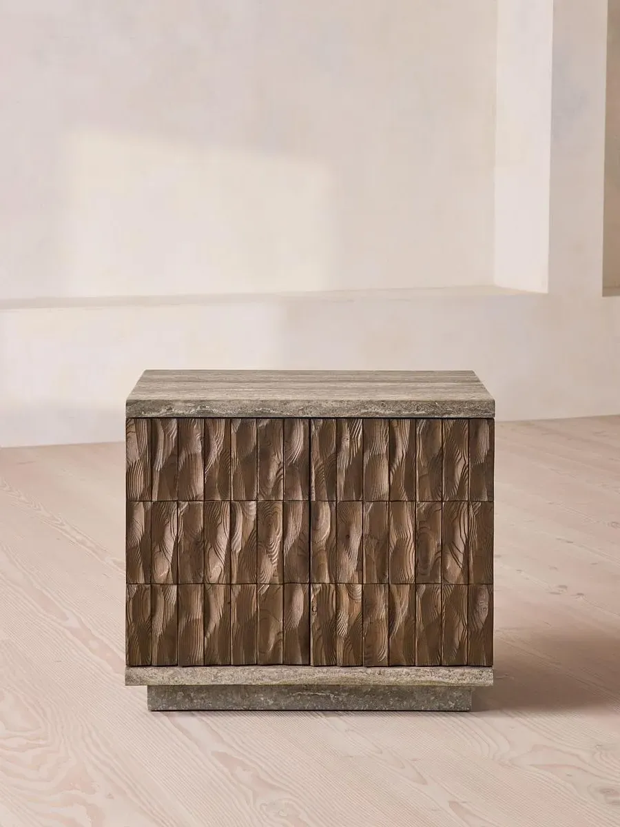 Alani Bedside Table - Travertine by Soho Home