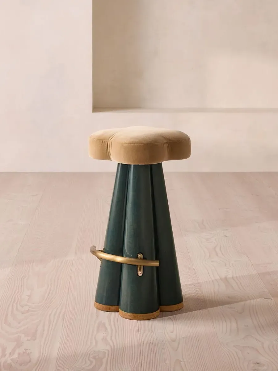 Albany Clover-Seat Barstool - Camel, Velvet product